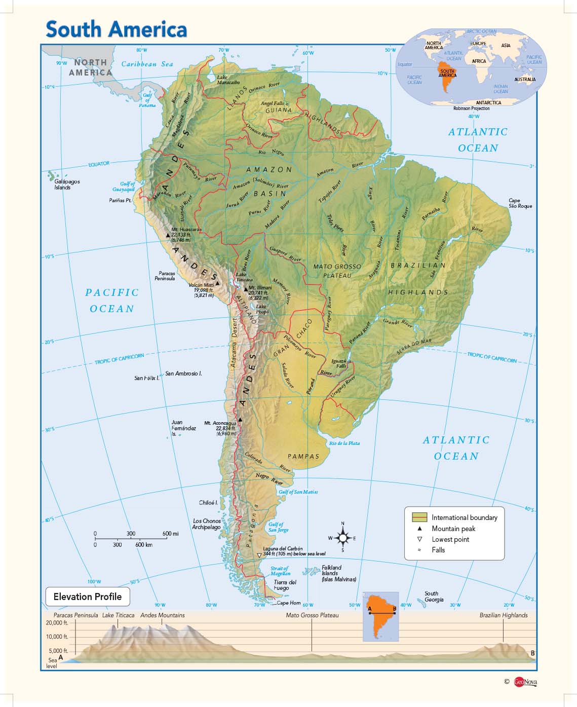 South America Physical Wall Map By GeoNova MapSales   SoAmerica Physical May07 