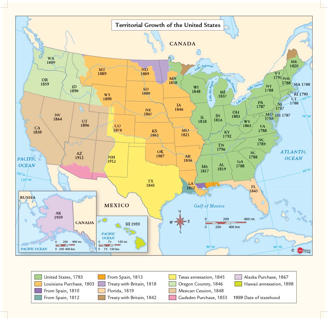 USA Territorial Growth Wall Map By GeoNova MapSales   USTerritorialGrowth Apr07 