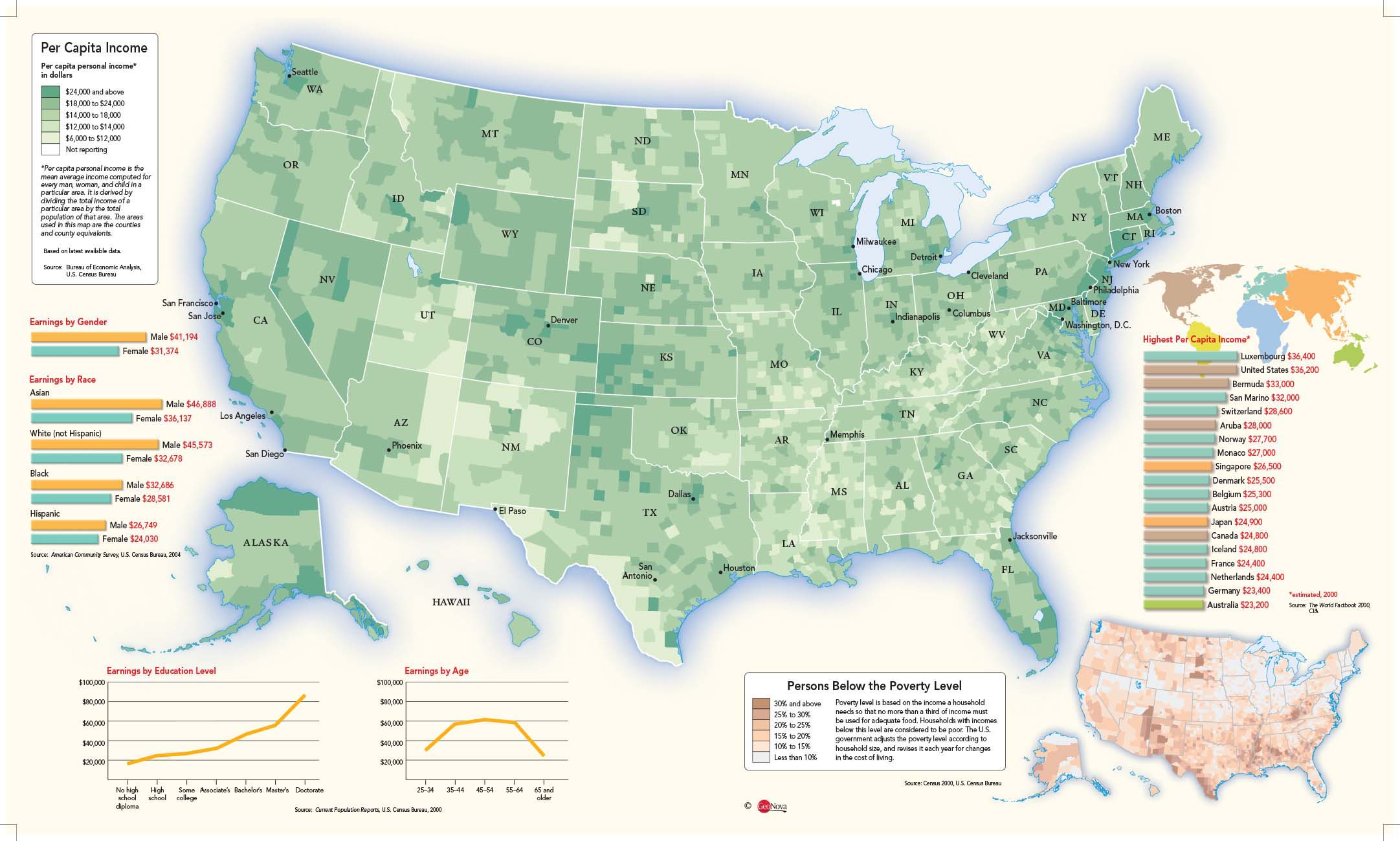 US Economy Wall Map by GeoNova MapSales