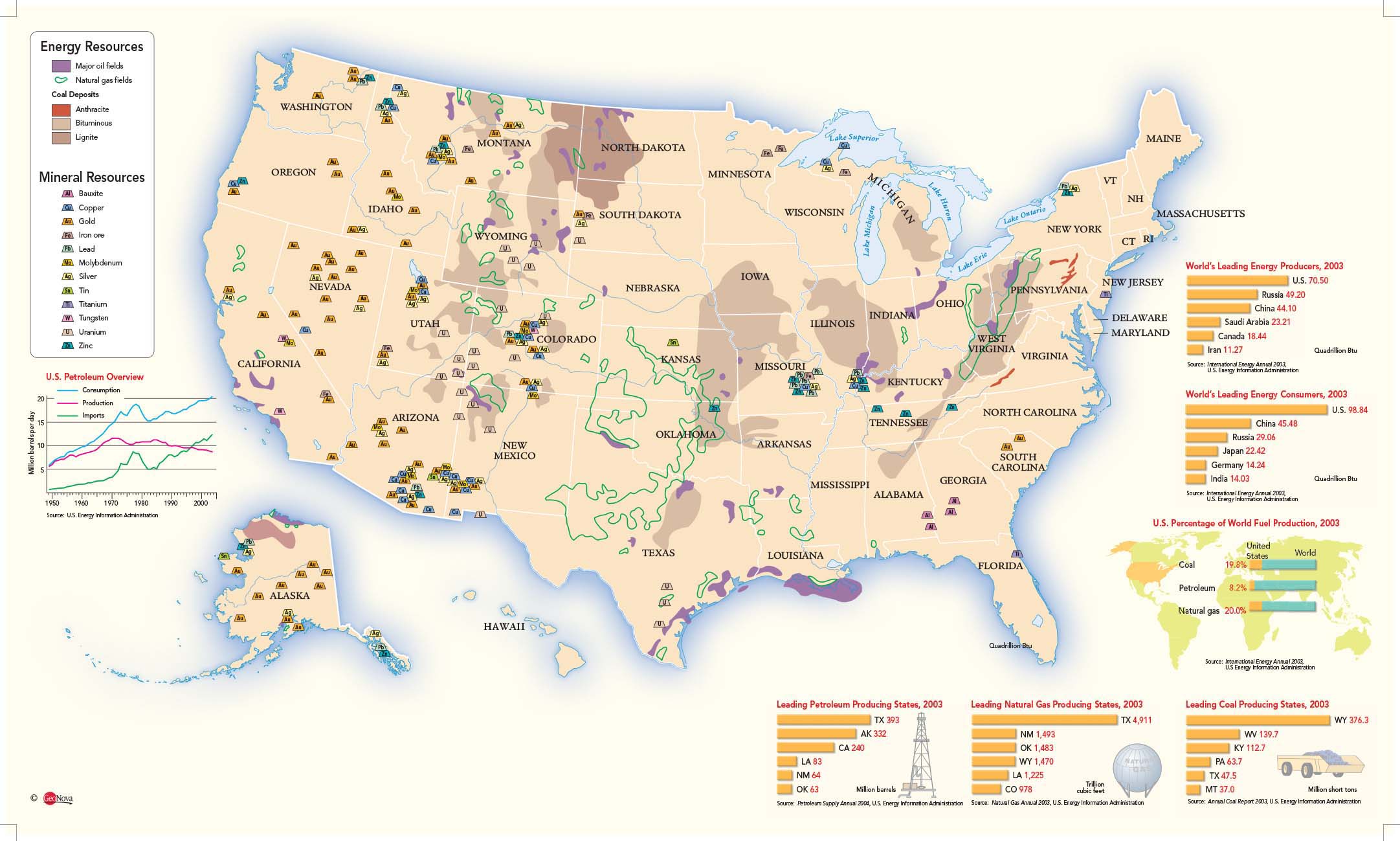 US Resources Wall Map By GeoNova MapSales   US Resources Apr07 