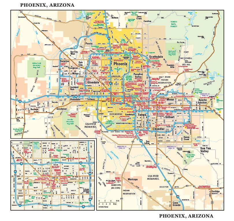 Phoenix, AZ Wall Map by GeoNova - MapSales