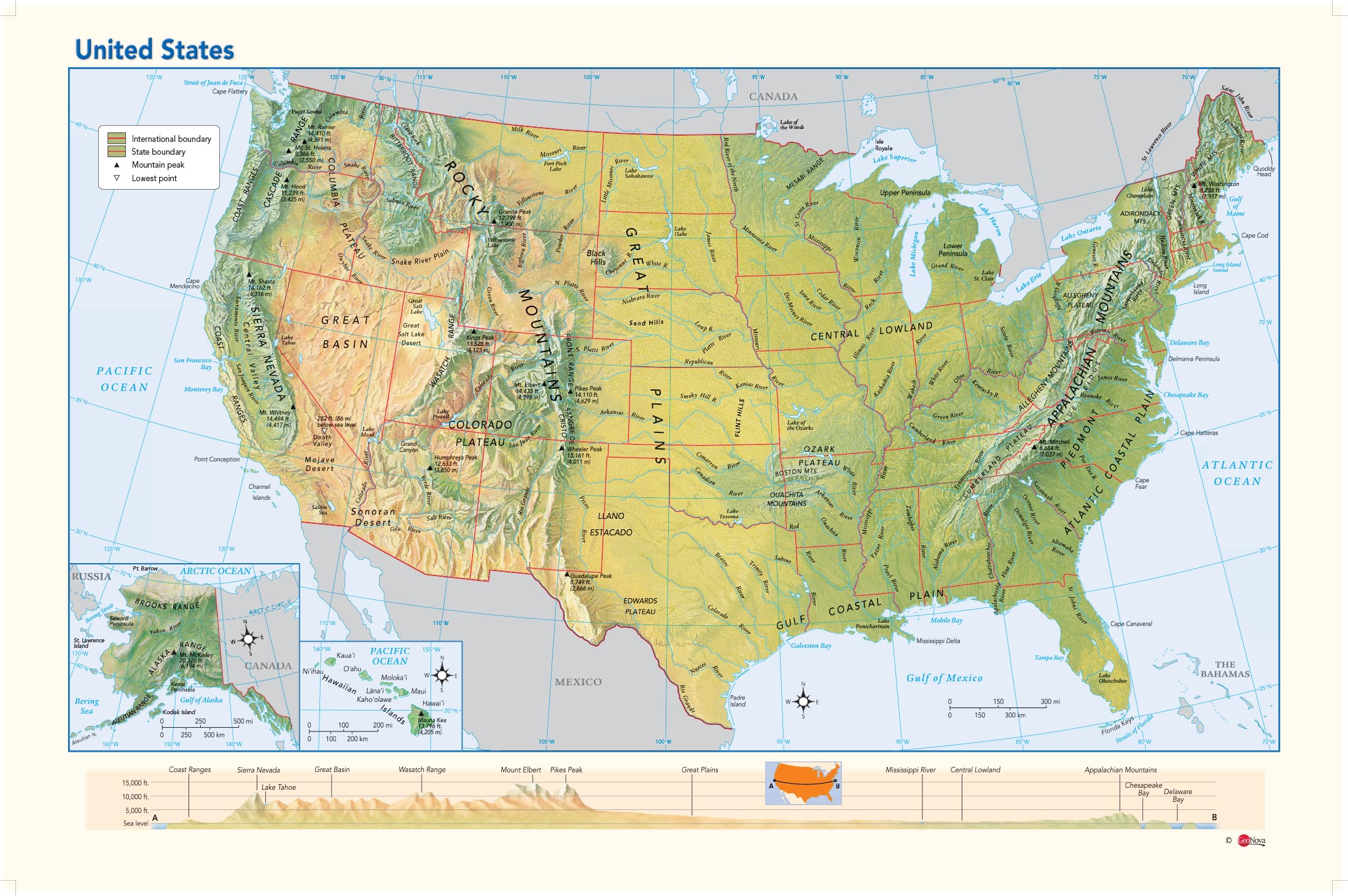 Usa Physical Wall Map By Geonova Mapsales