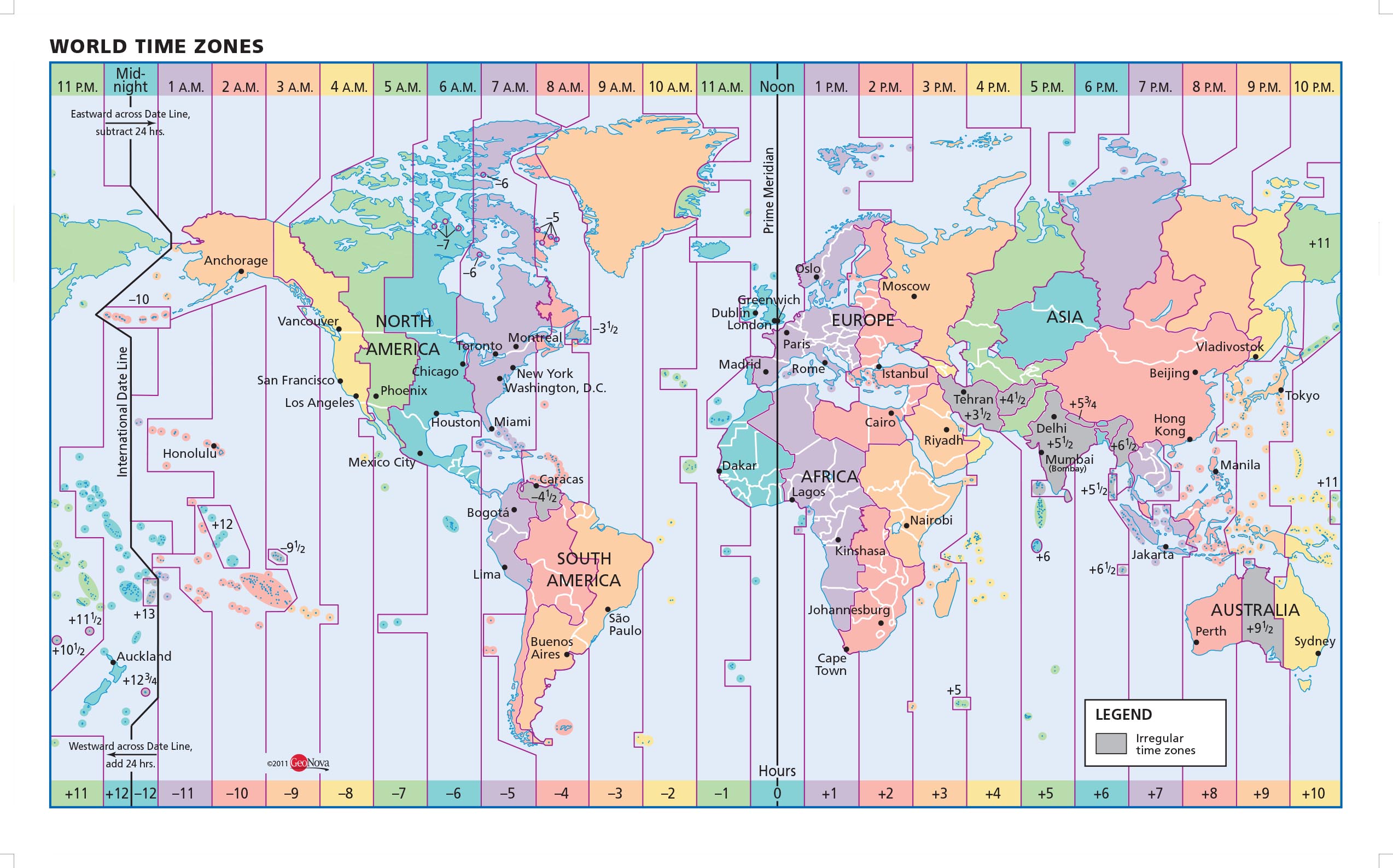 World Time Zone Wall Map by GeoNova MapSales