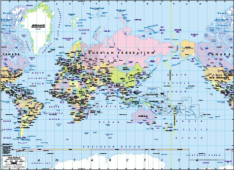 Asia-Centered World Political Wall Map - Mercator by GraphiOgre - MapSales