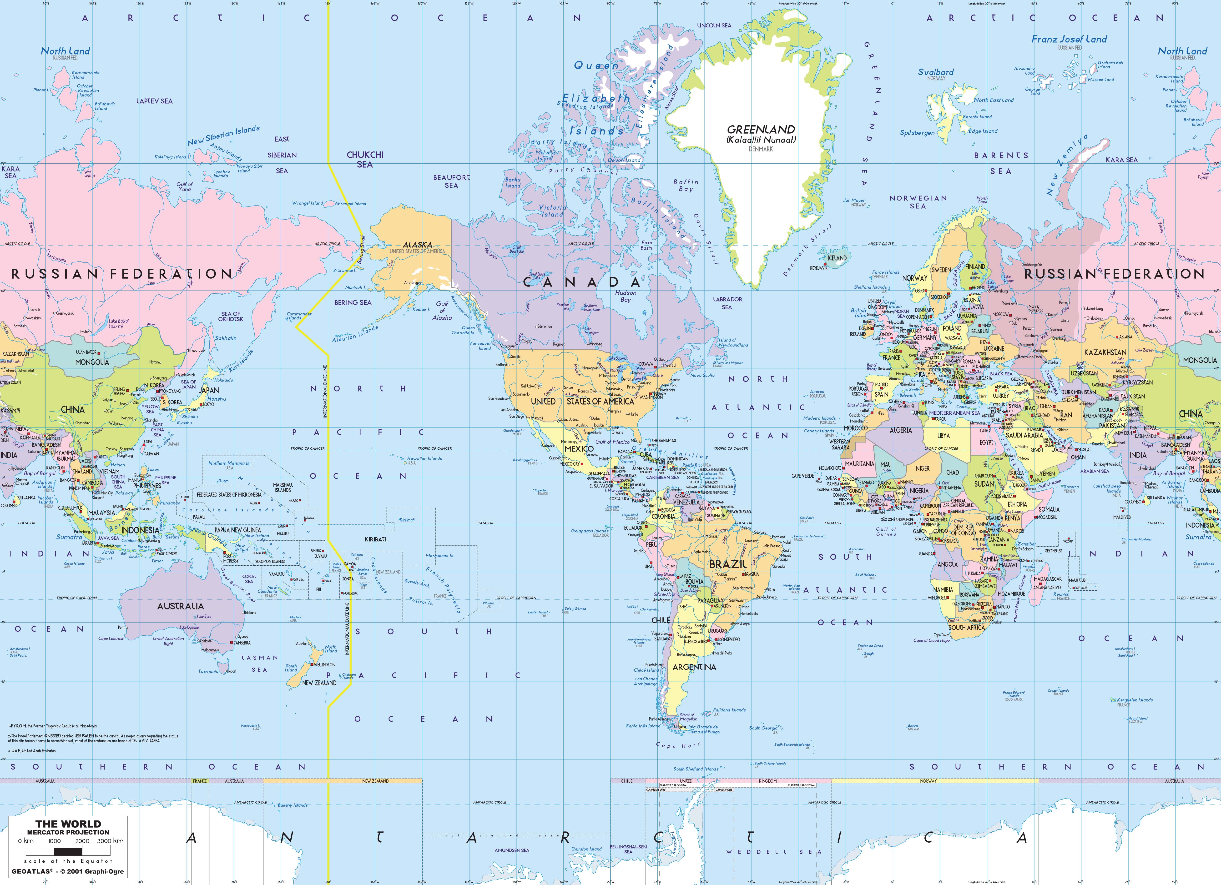 World Political Map Mercator   4mer Pol 