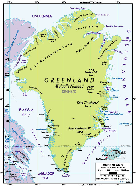 Greenland Political Wall Map by GraphiOgre