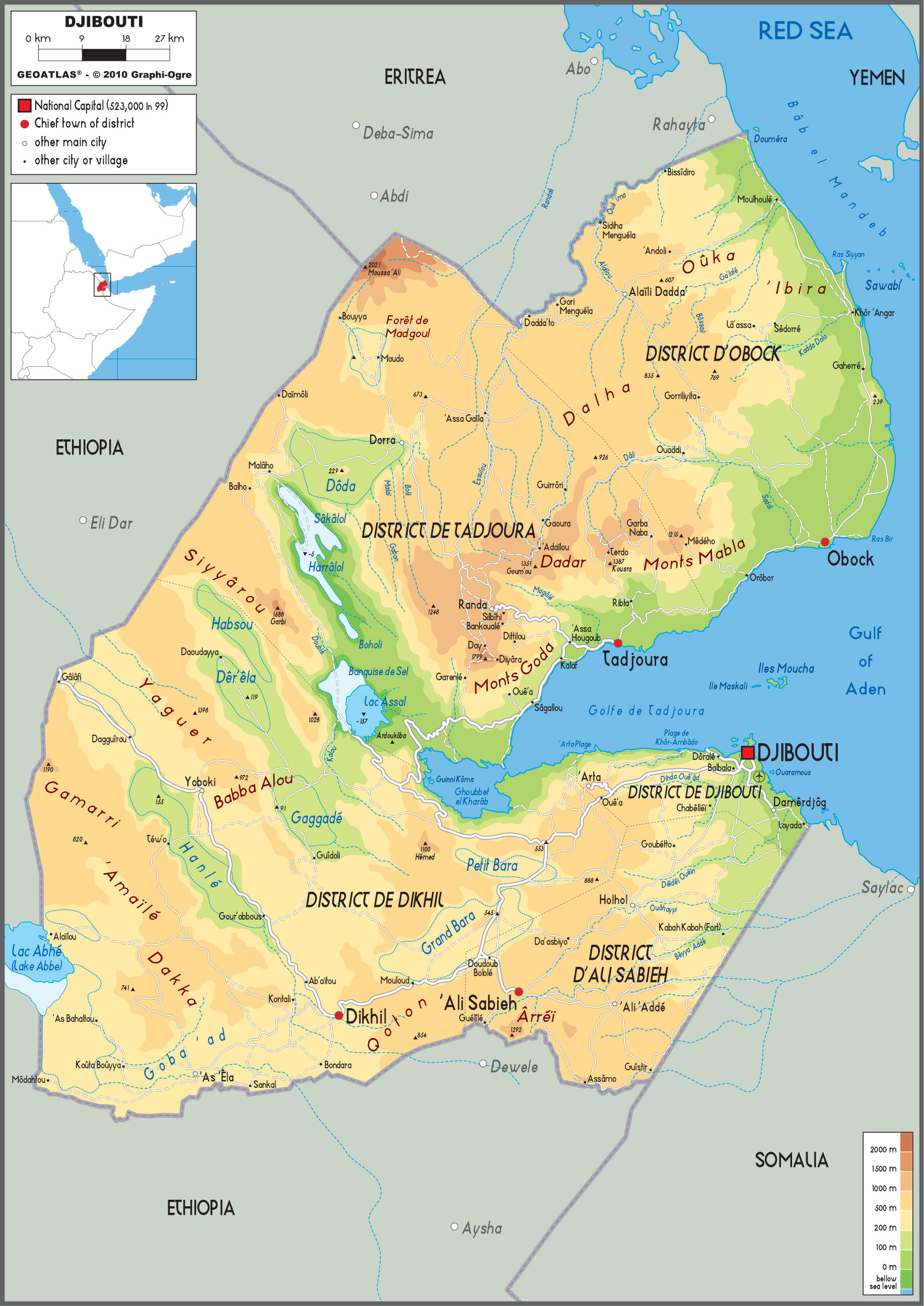 Djibouti Physical Wall Map By GraphiOgre MapSales   DJIBOUTIphy 