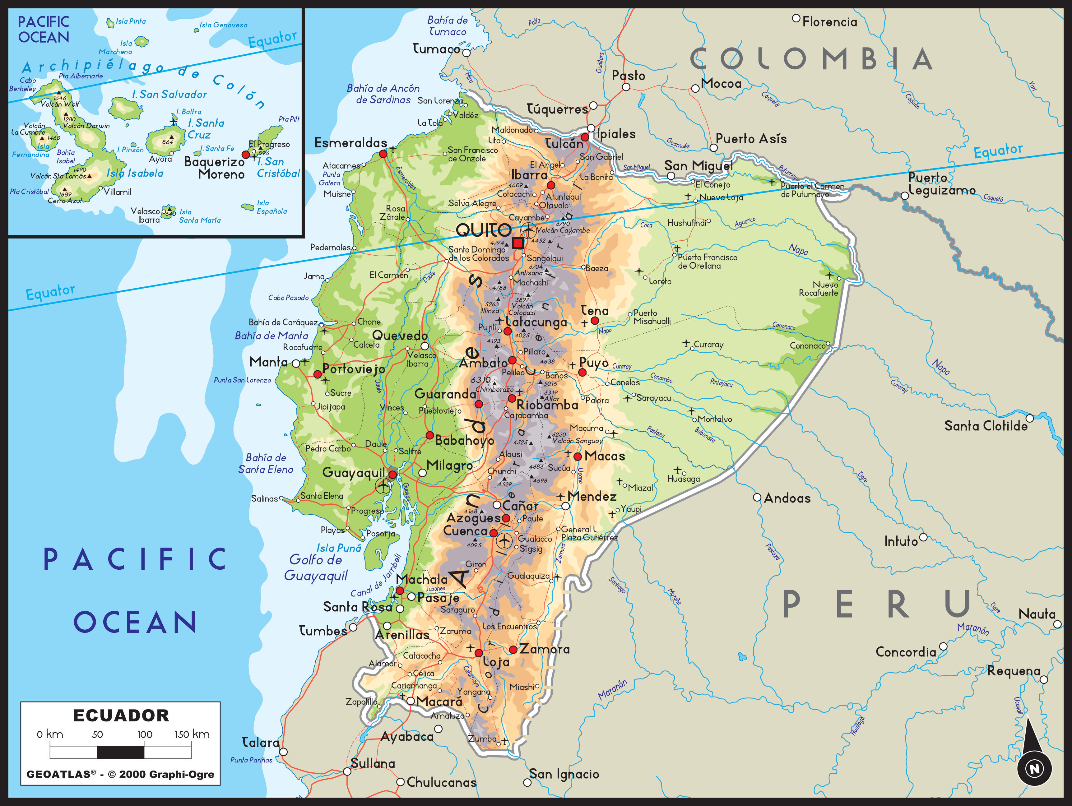 Ecuador Physical Wall Map By GraphiOgre MapSales   ECUADORphy 