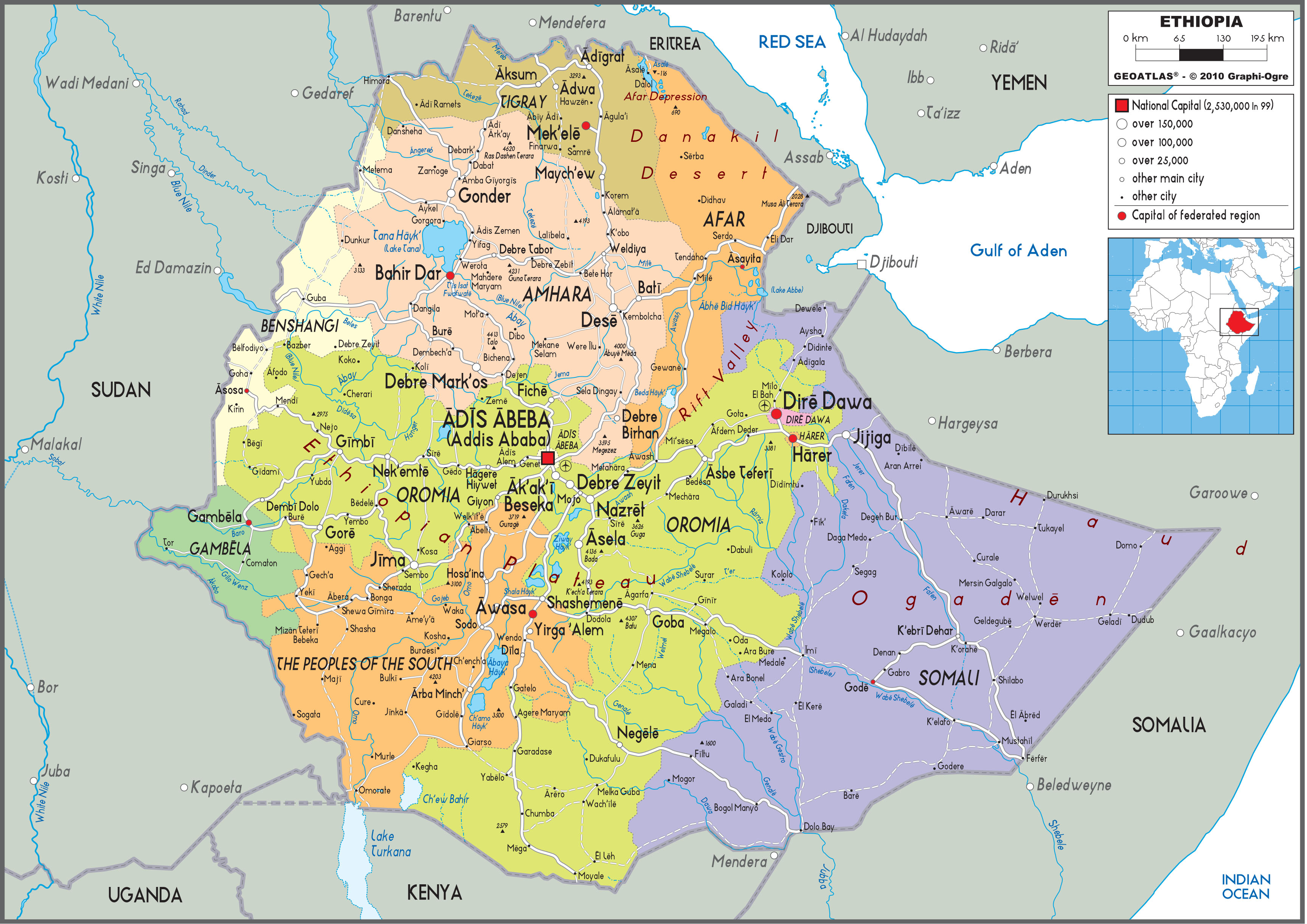 Regional Map Of Ethiopia