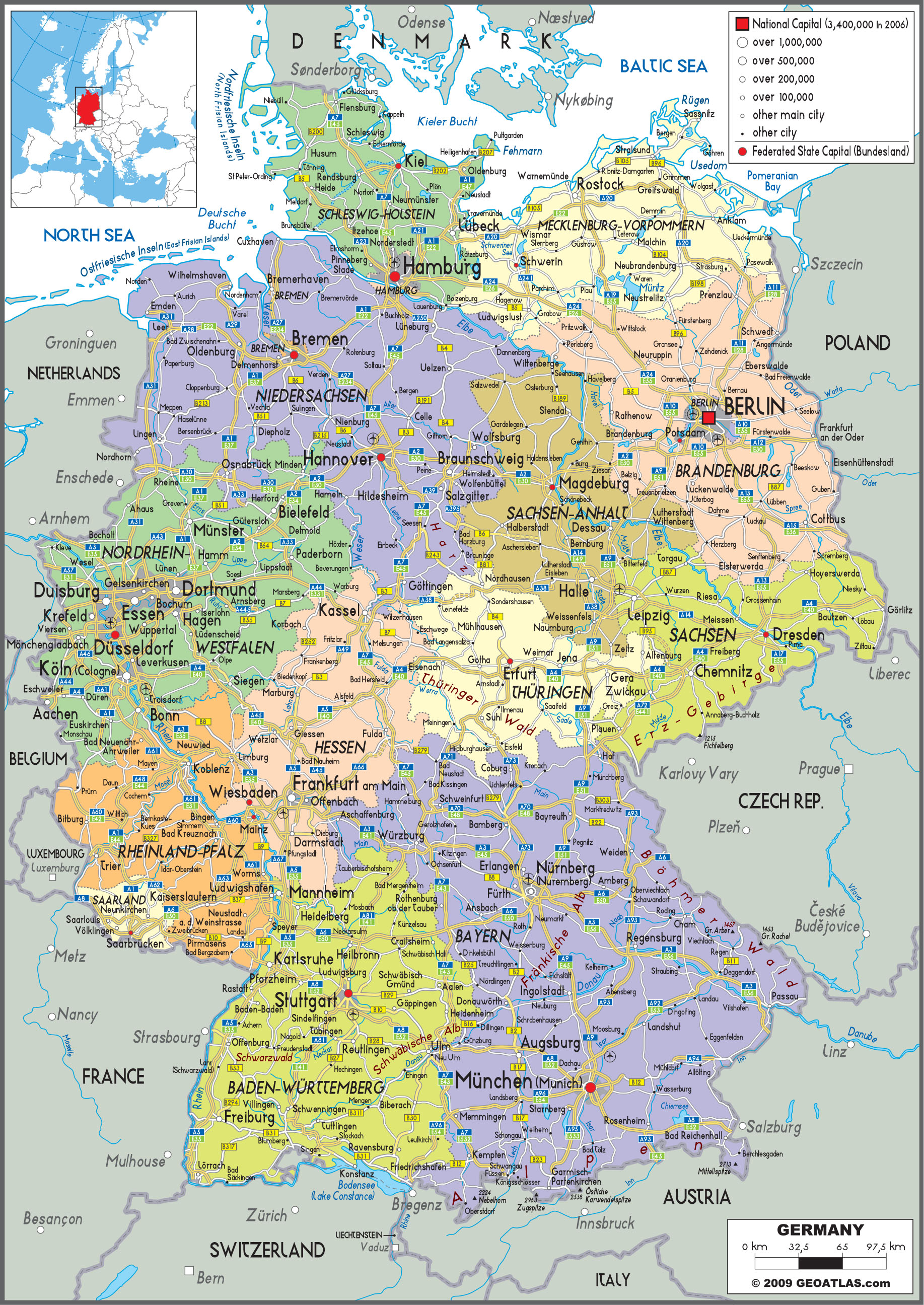 Germany Political Wall Map by GraphiOgre - MapSales