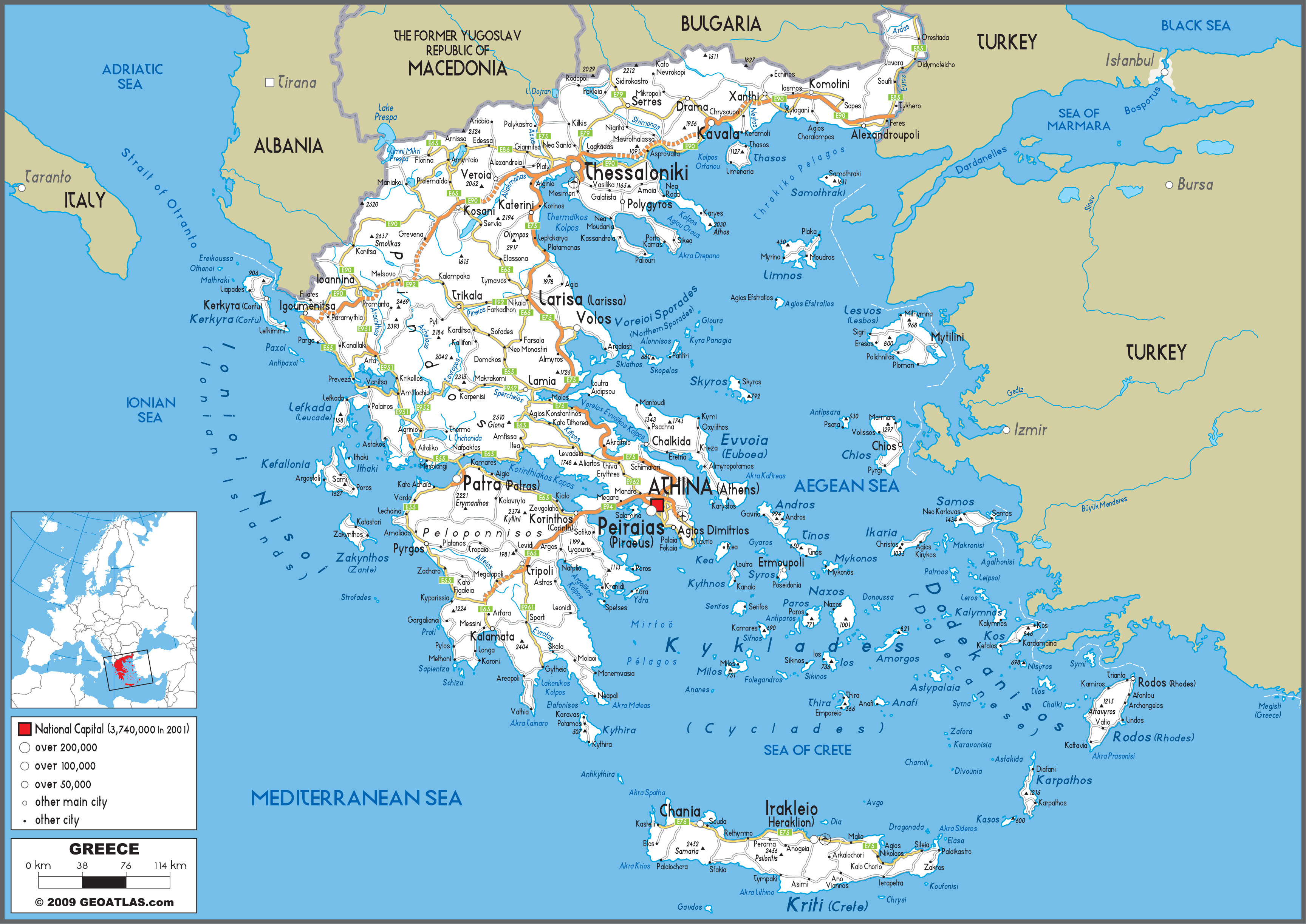 Greece Road Wall Map by GraphiOgre - MapSales