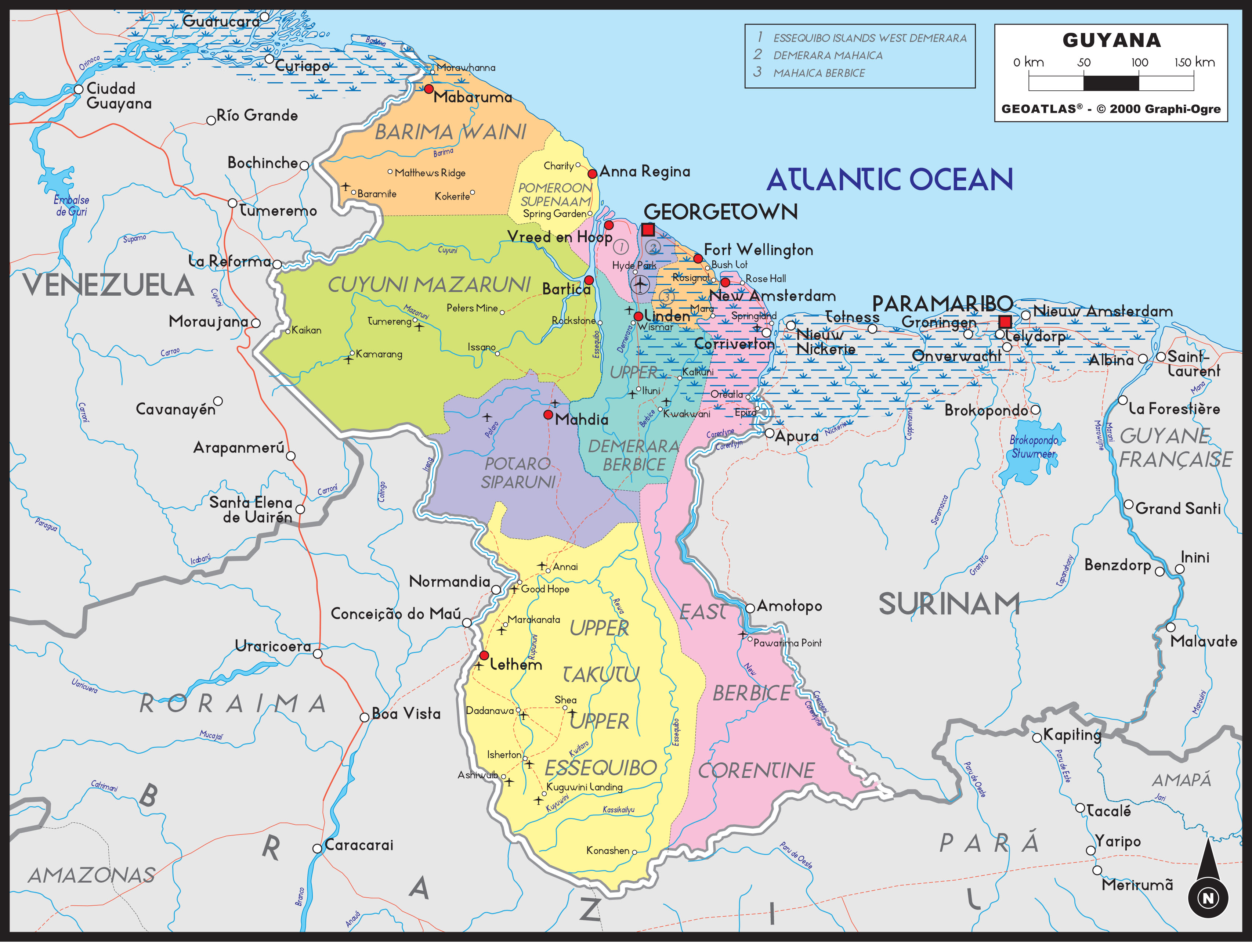 Guyana Political Wall Map By GraphiOgre MapSales   GUYANApol 