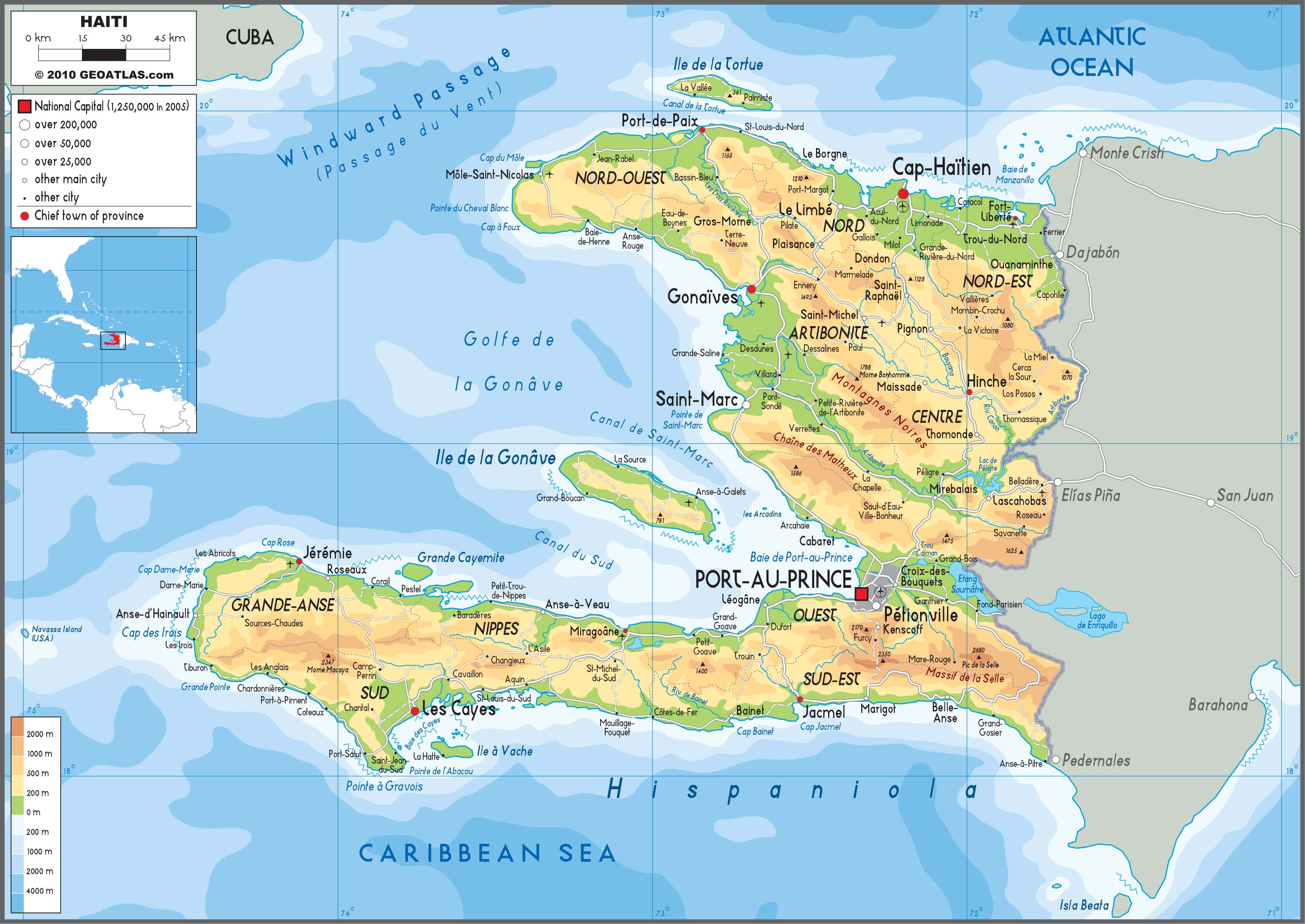 Гаити физическая карта
