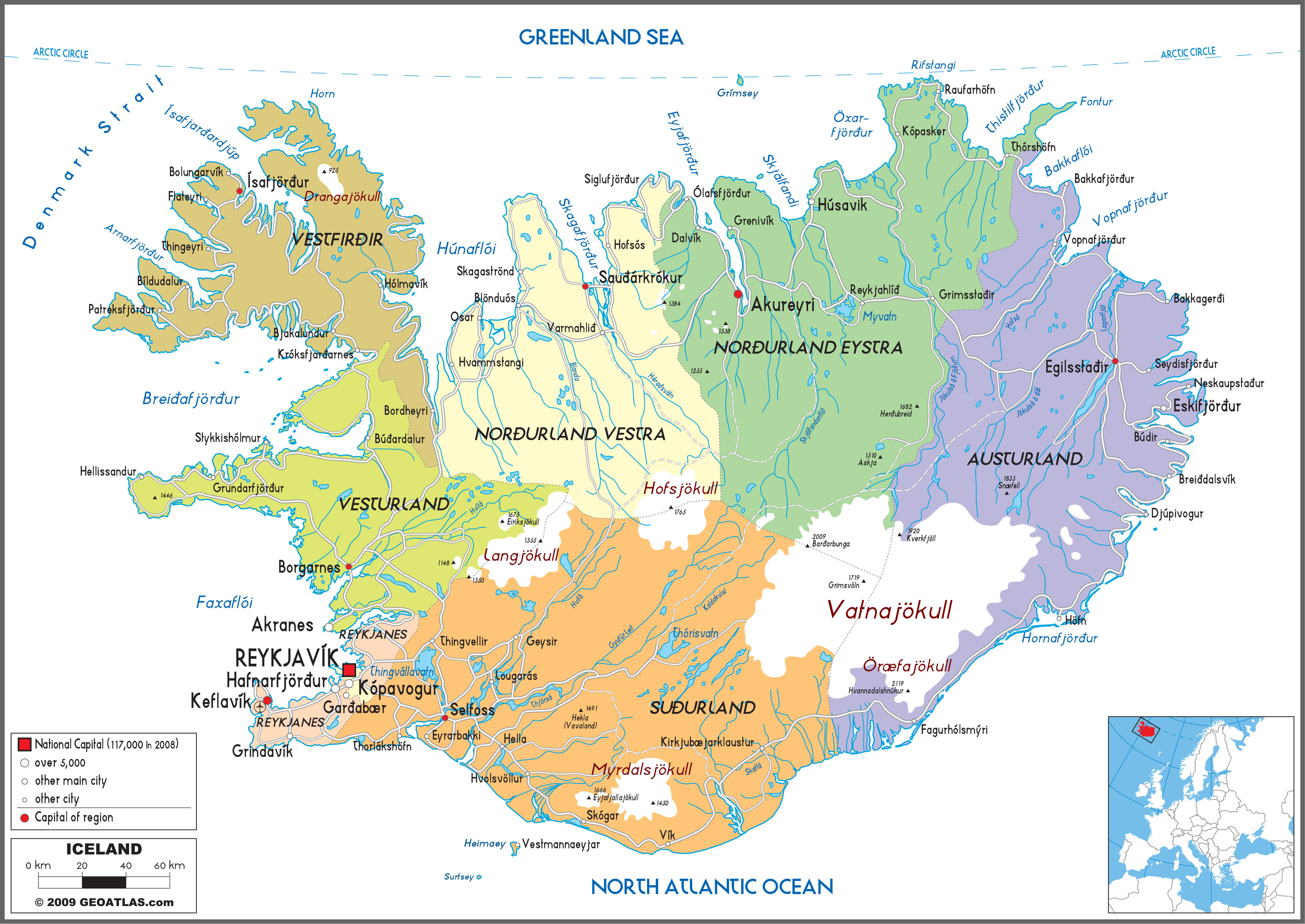 Iceland Political Wall Map by GraphiOgre - MapSales