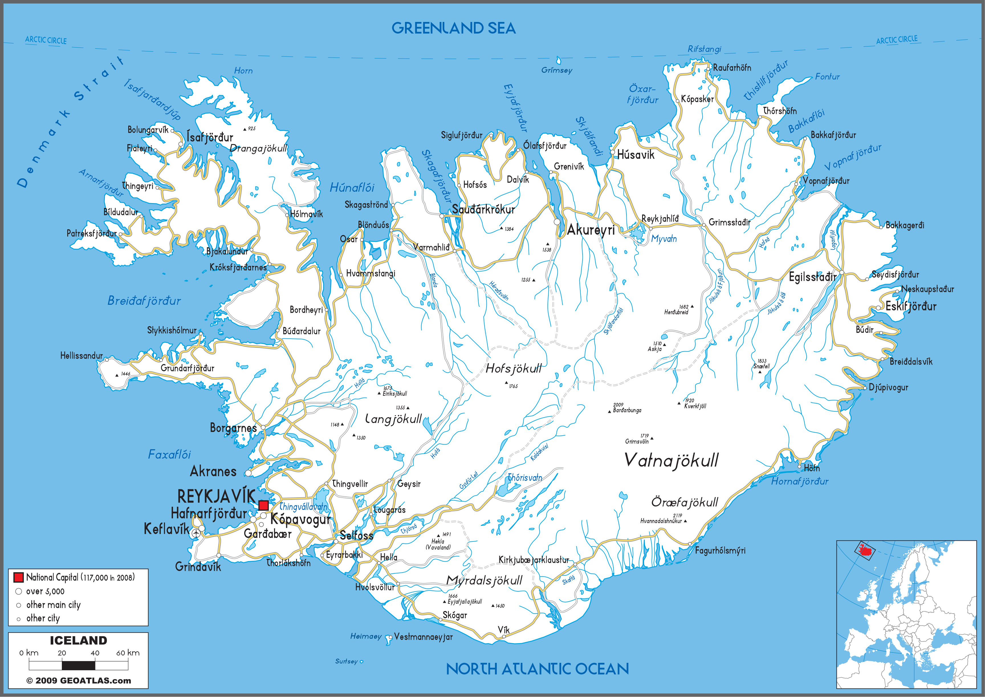 Iceland Road Wall Map by GraphiOgre MapSales