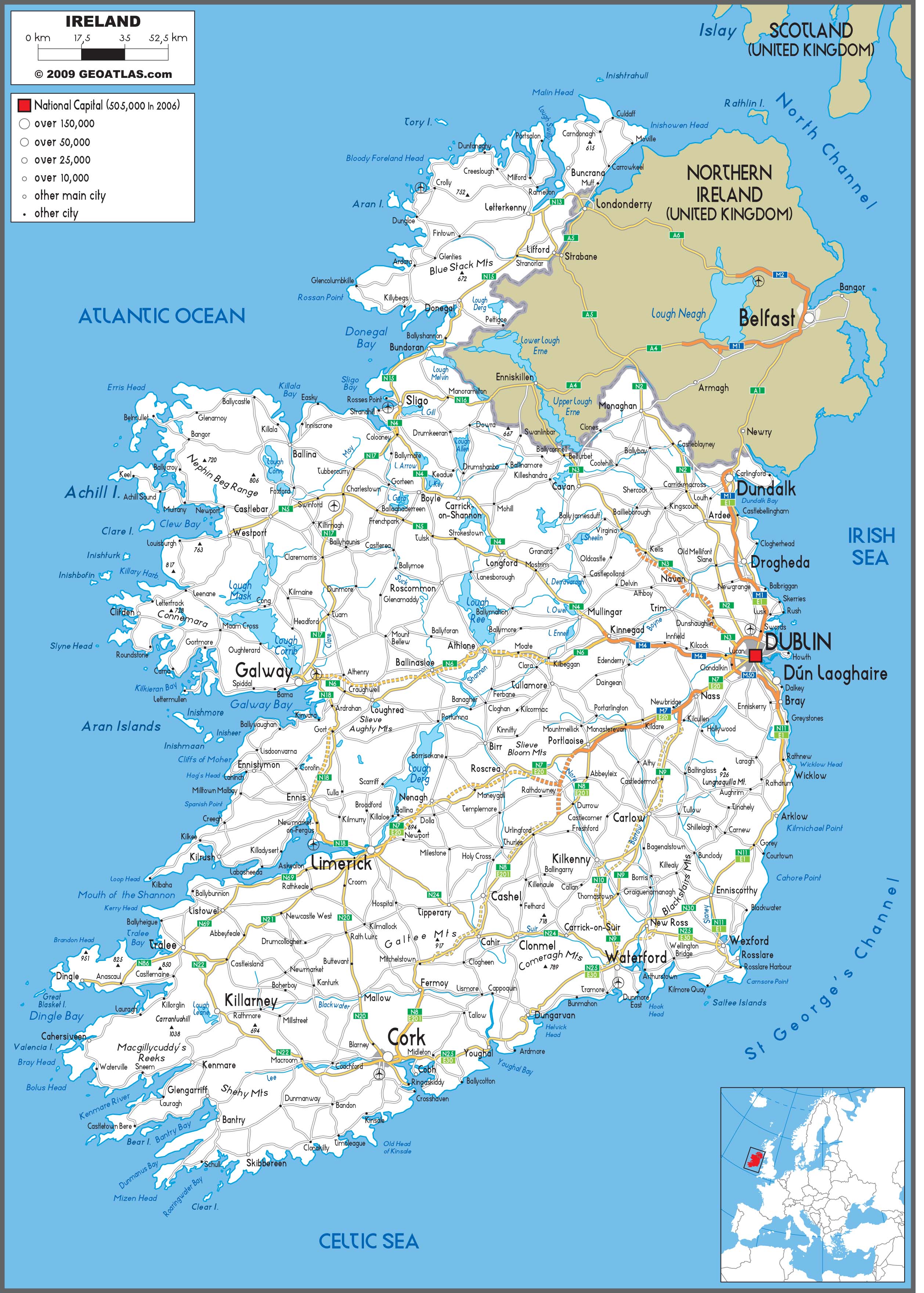 Ireland Road Wall Map by GraphiOgre - MapSales.com