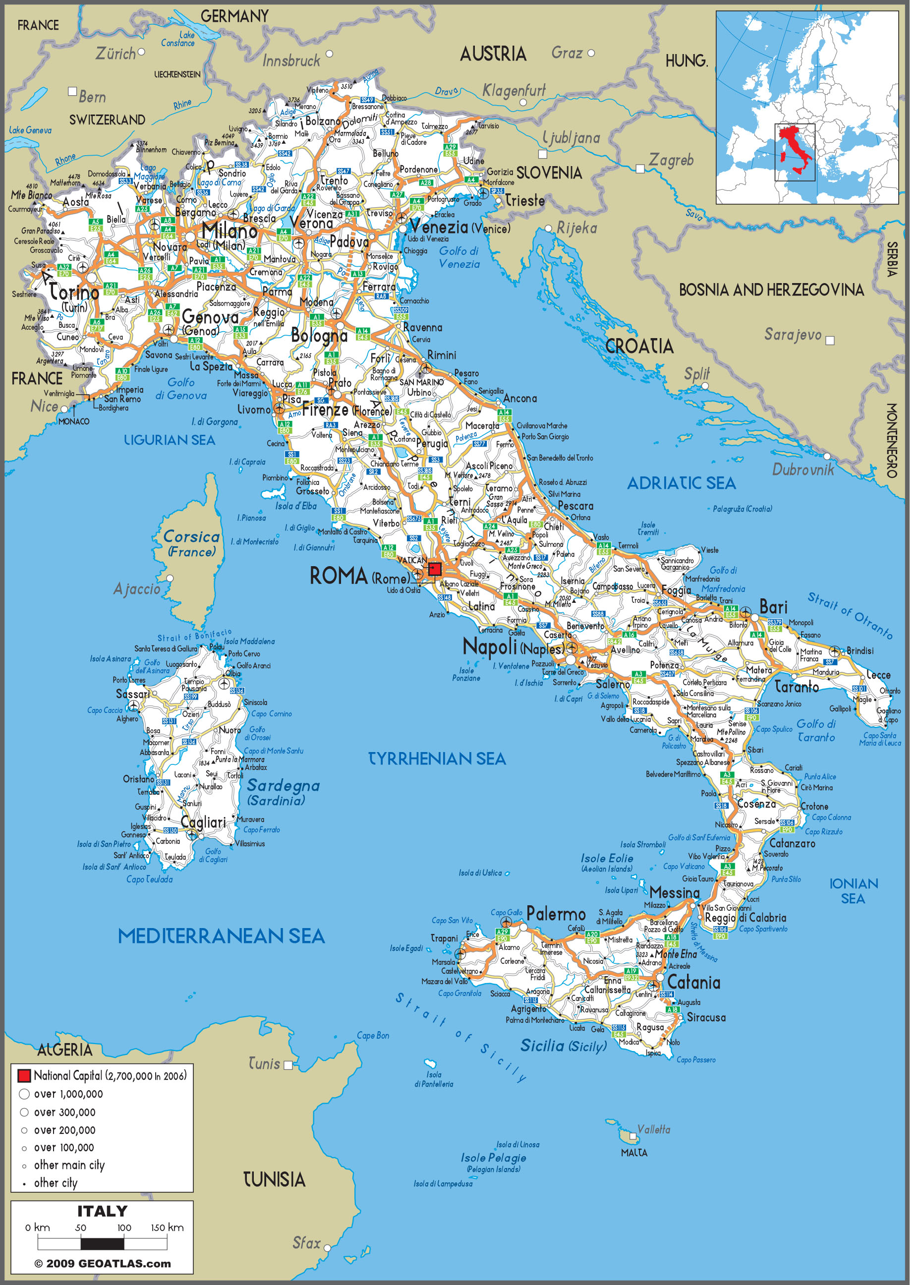 Italy Road Wall Map by GraphiOgre - MapSales