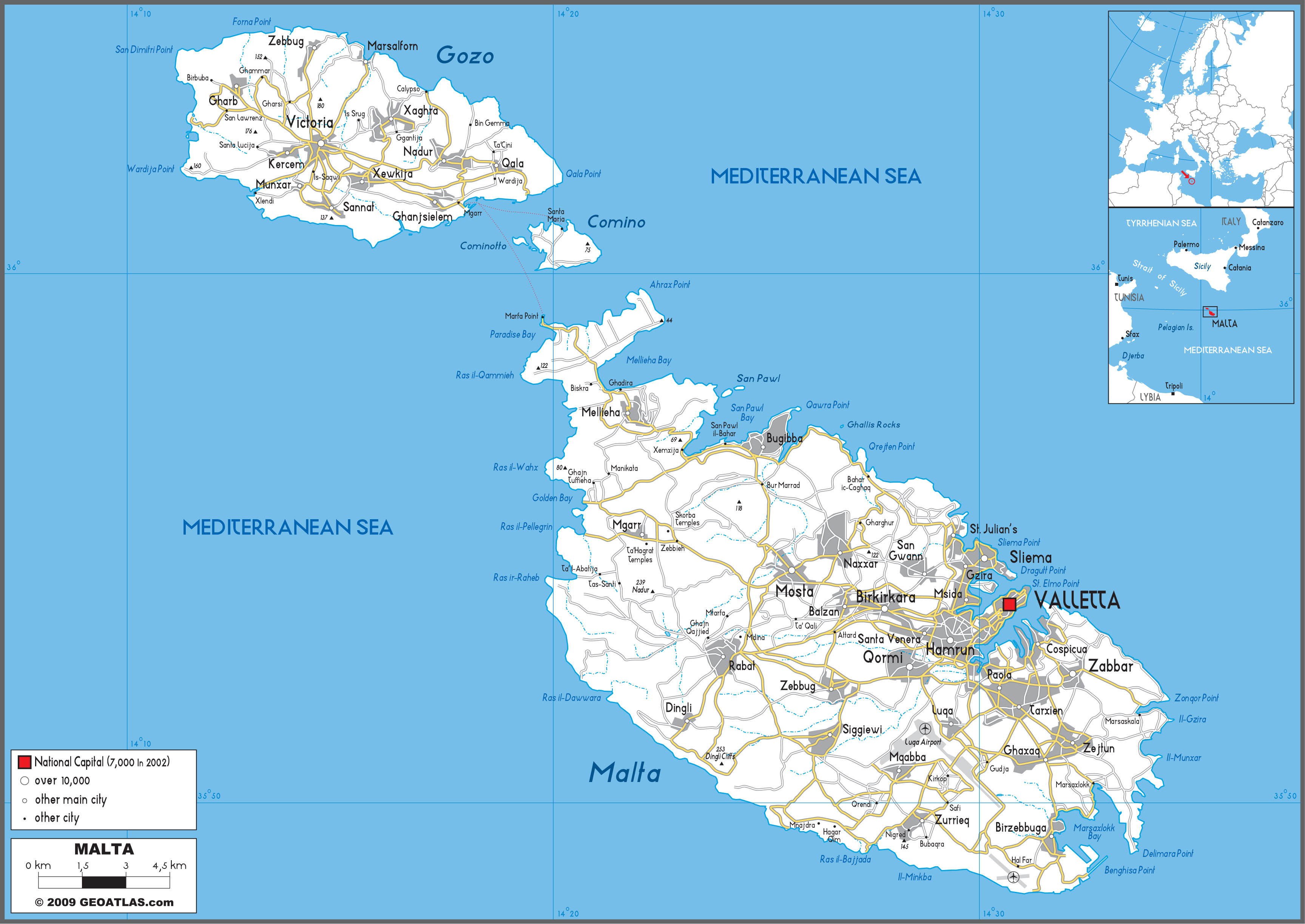 Road Map Of Malta Island