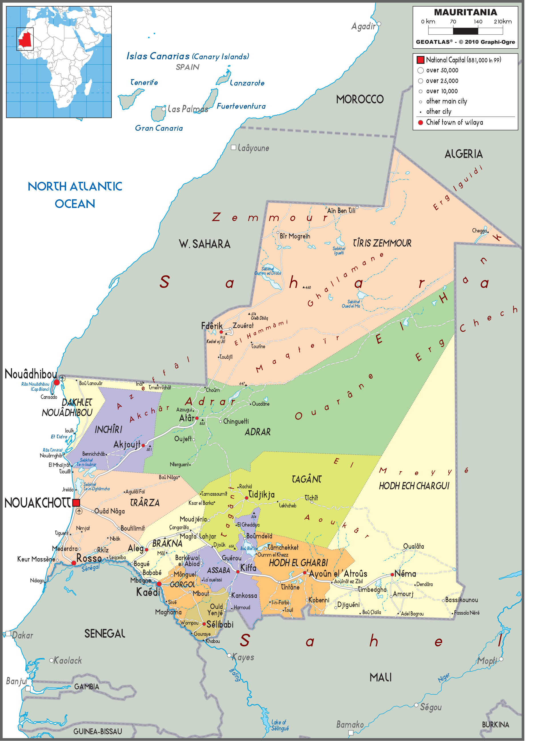 Mauritania Political Wall Map by GraphiOgre - MapSales