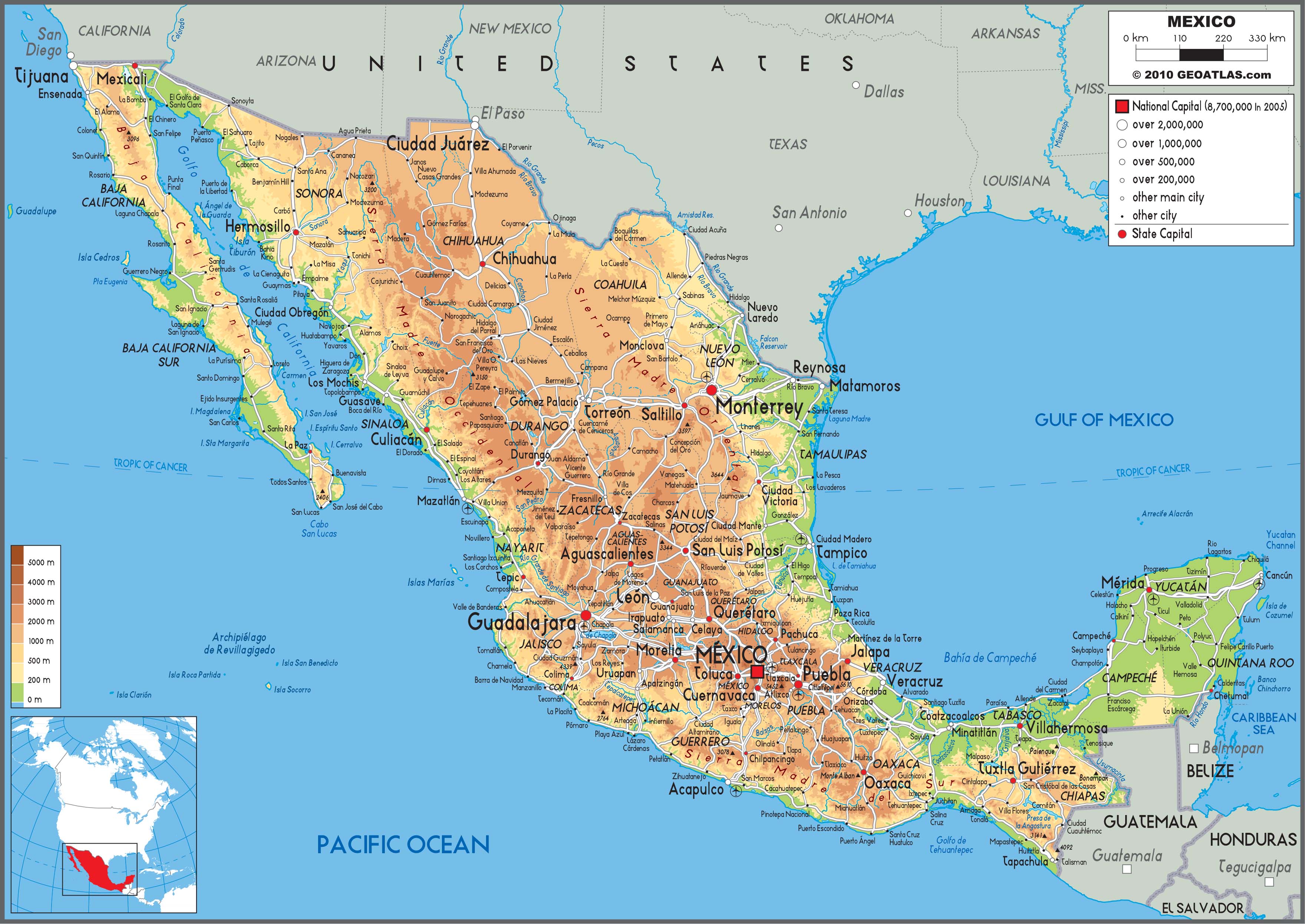 mexico-physical-wall-map-by-graphiogre-mapsales