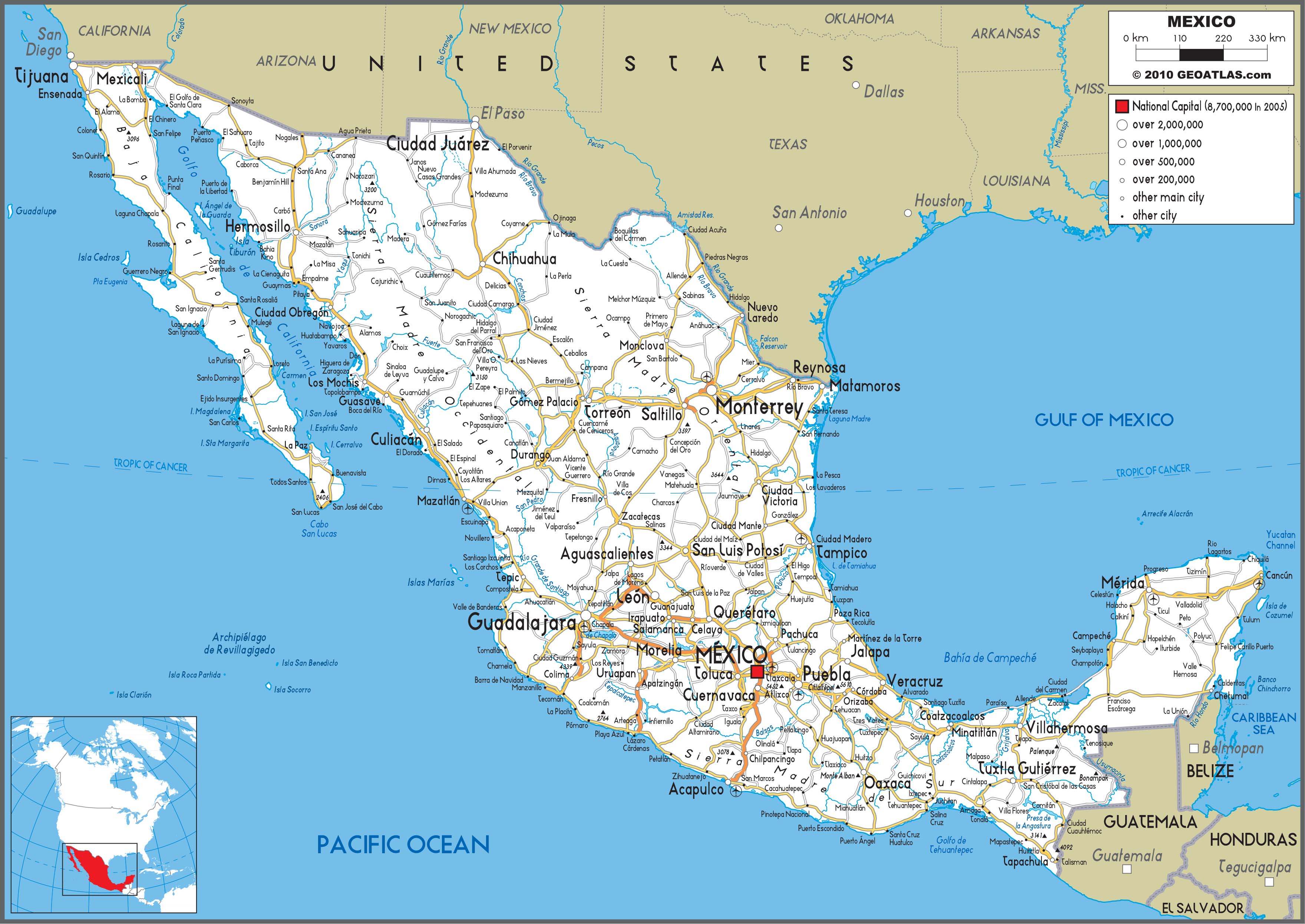 Road Map Of Mexico Roads Tolls And Highways Of Mexico - Free Schedule ...