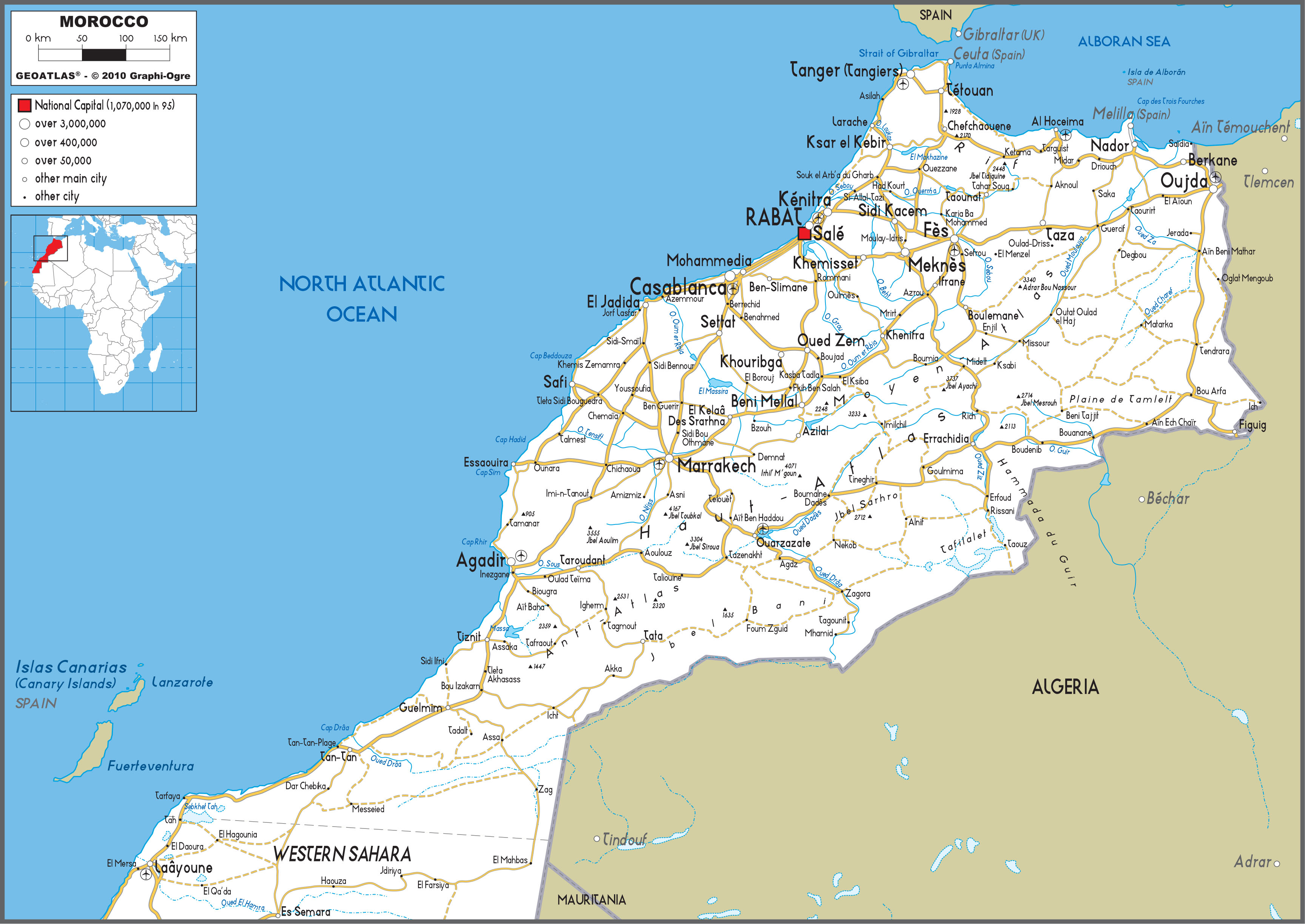 Morocco Road Wall Map by GraphiOgre - MapSales