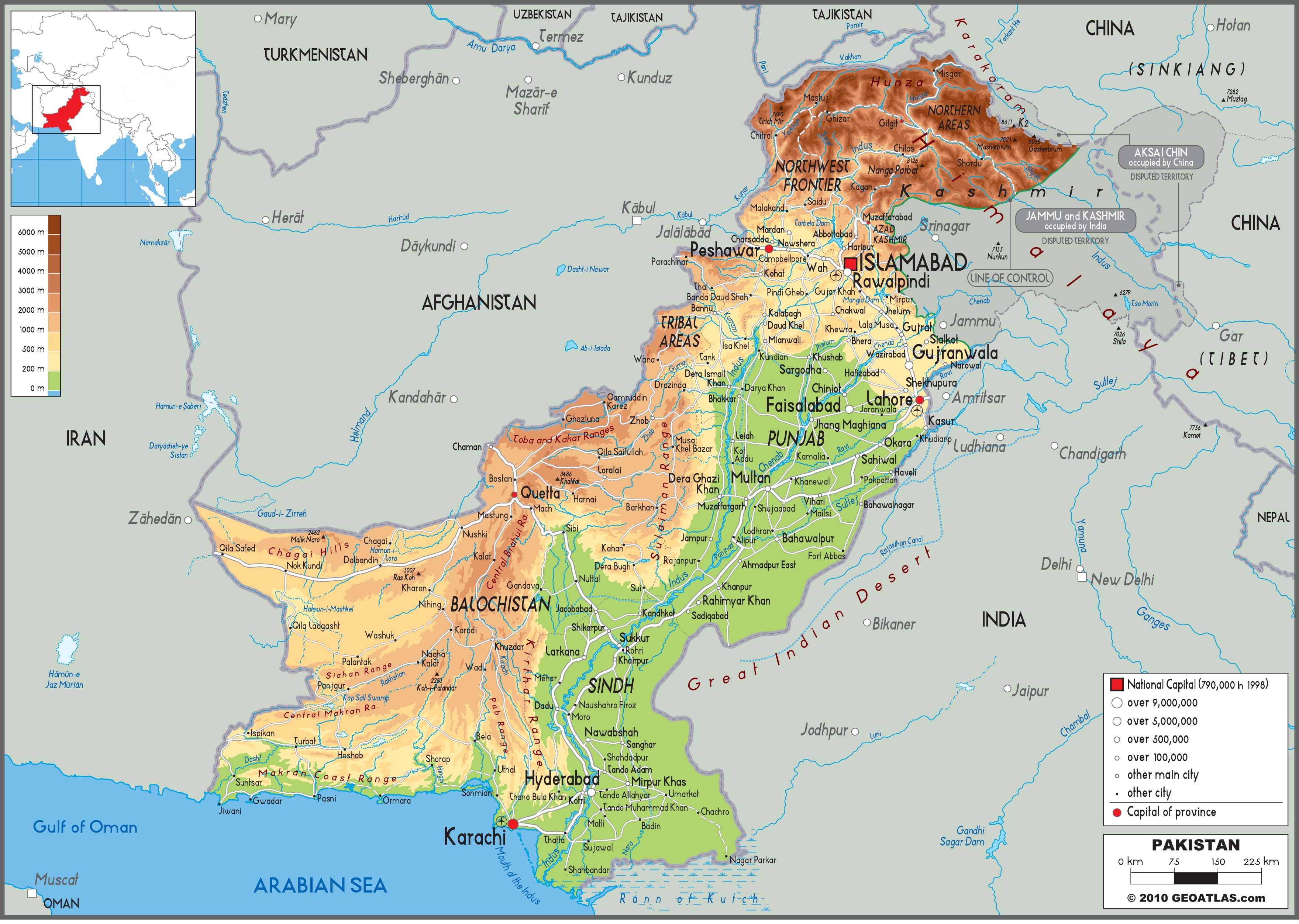 Pakistan Physical Wall Map By GraphiOgre   PAKISTANphy 