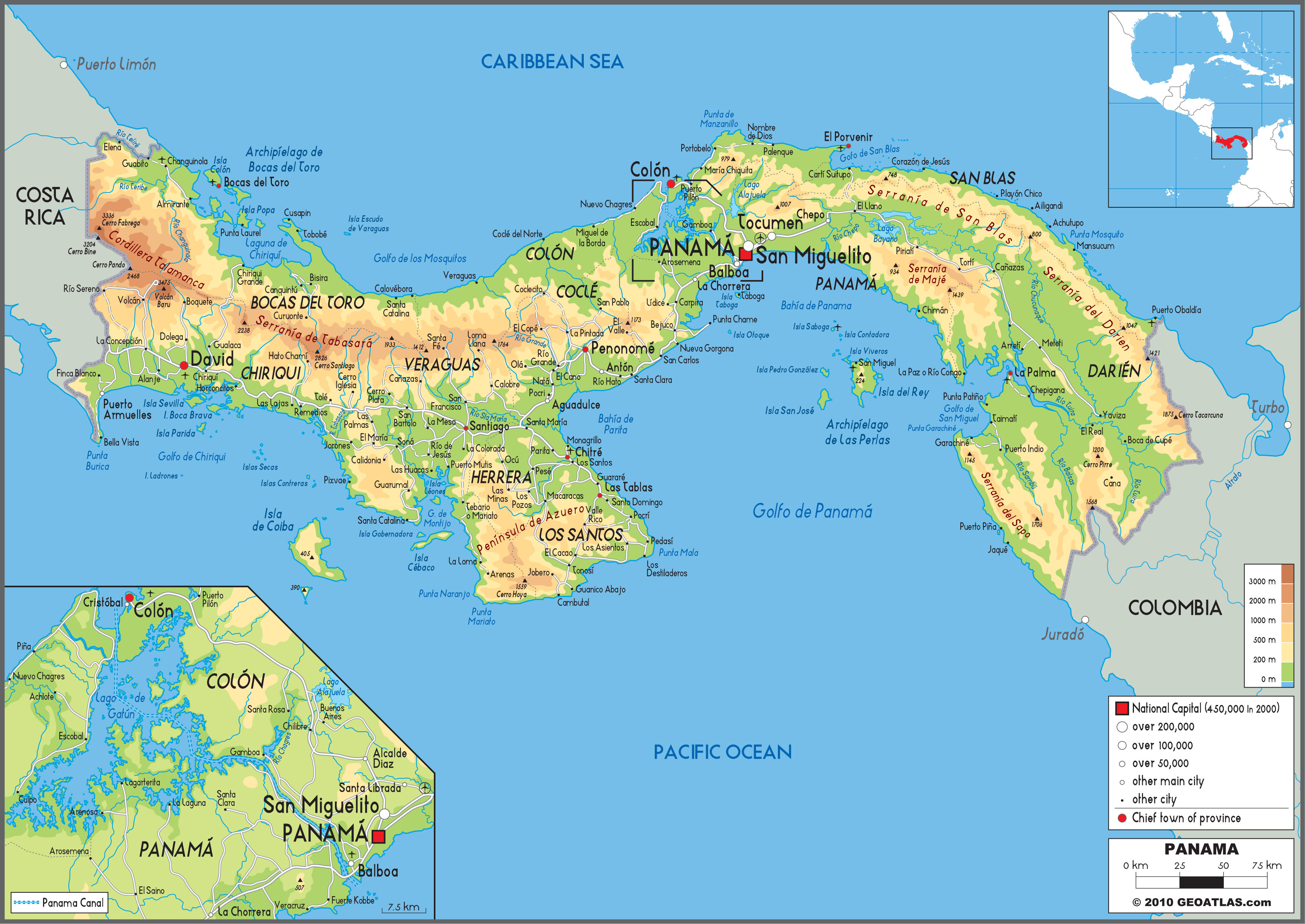 Panama Physical Wall Map By GraphiOgre MapSales   PANAMAphy 