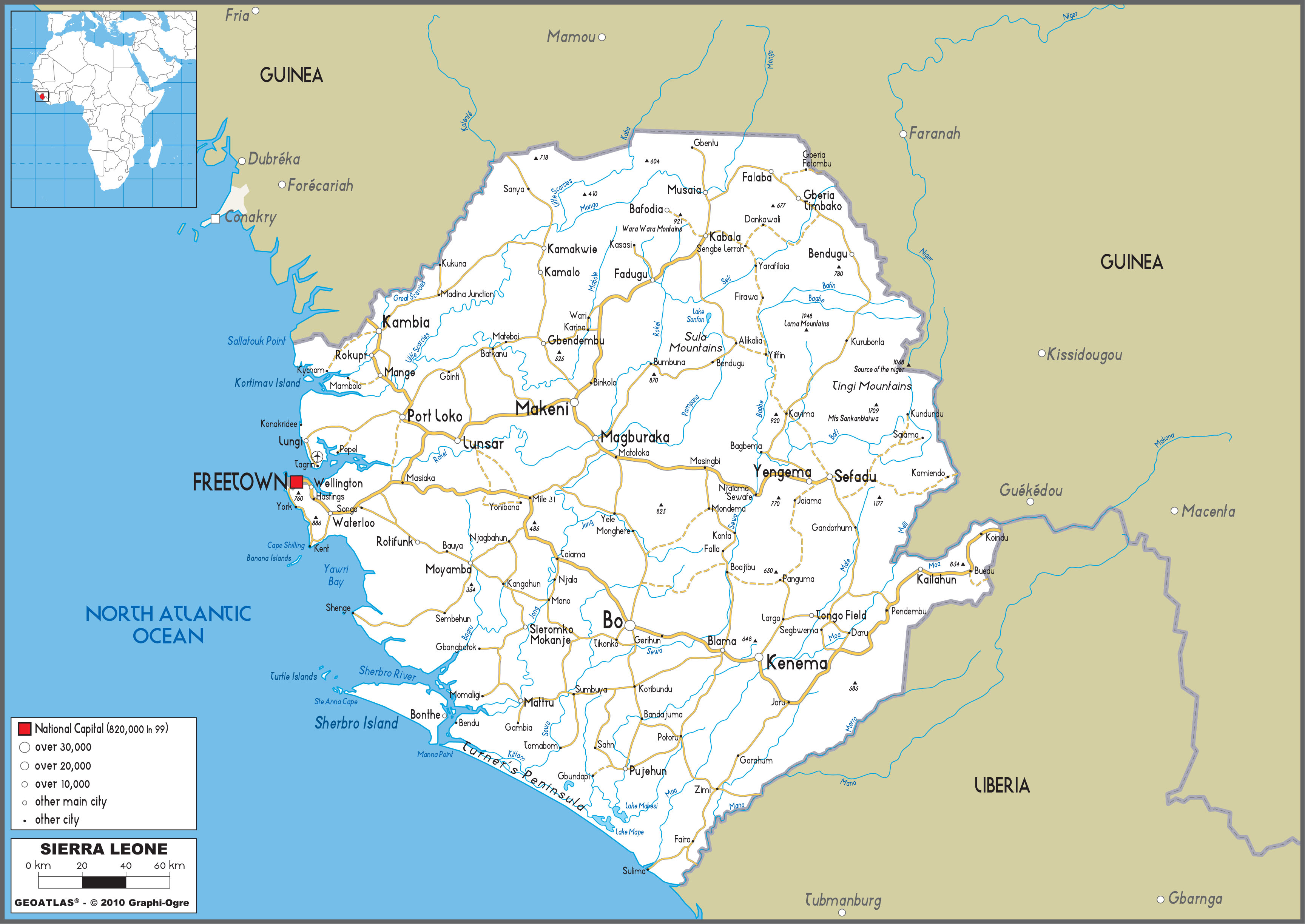 Map Of Sierra Leone Sierra Leone Africa Mapsland Maps Of The World ...