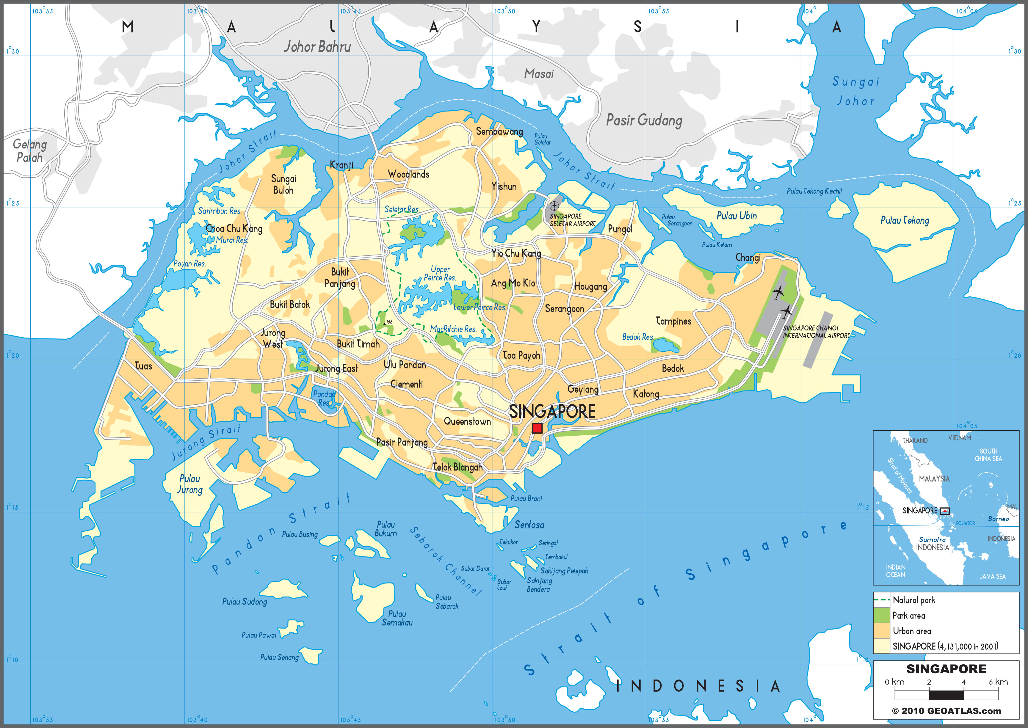 Singapore Physical Wall Map by GraphiOgre