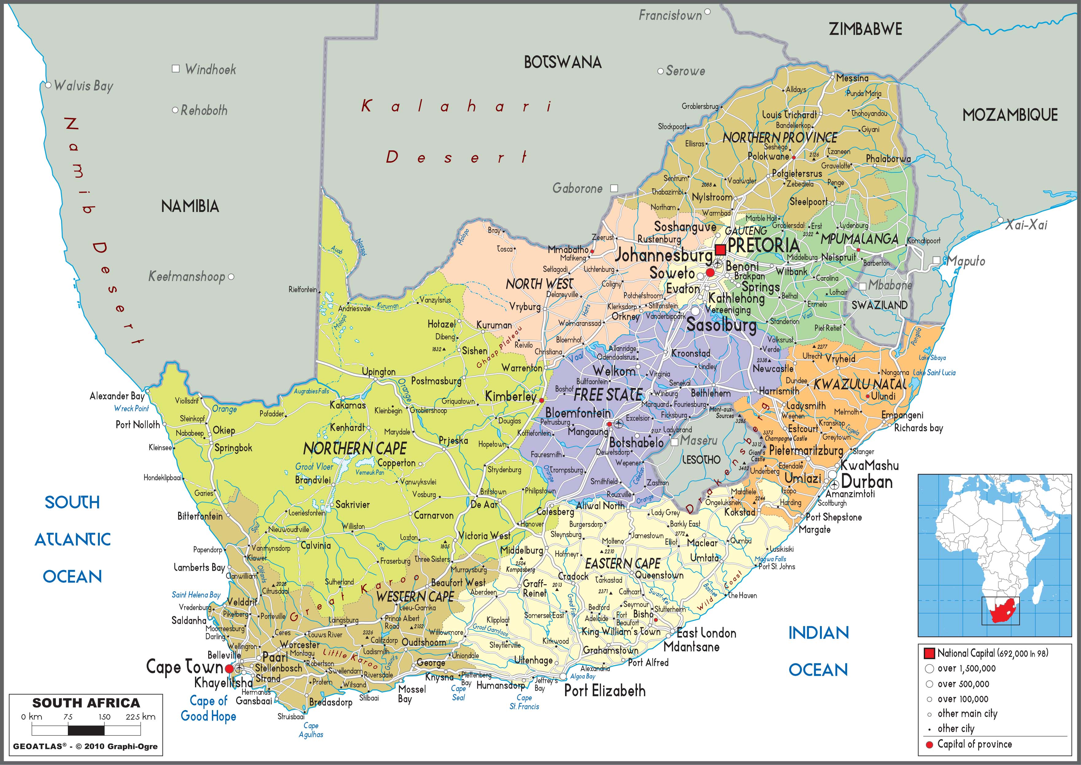 South Africa Country Map - United States Map