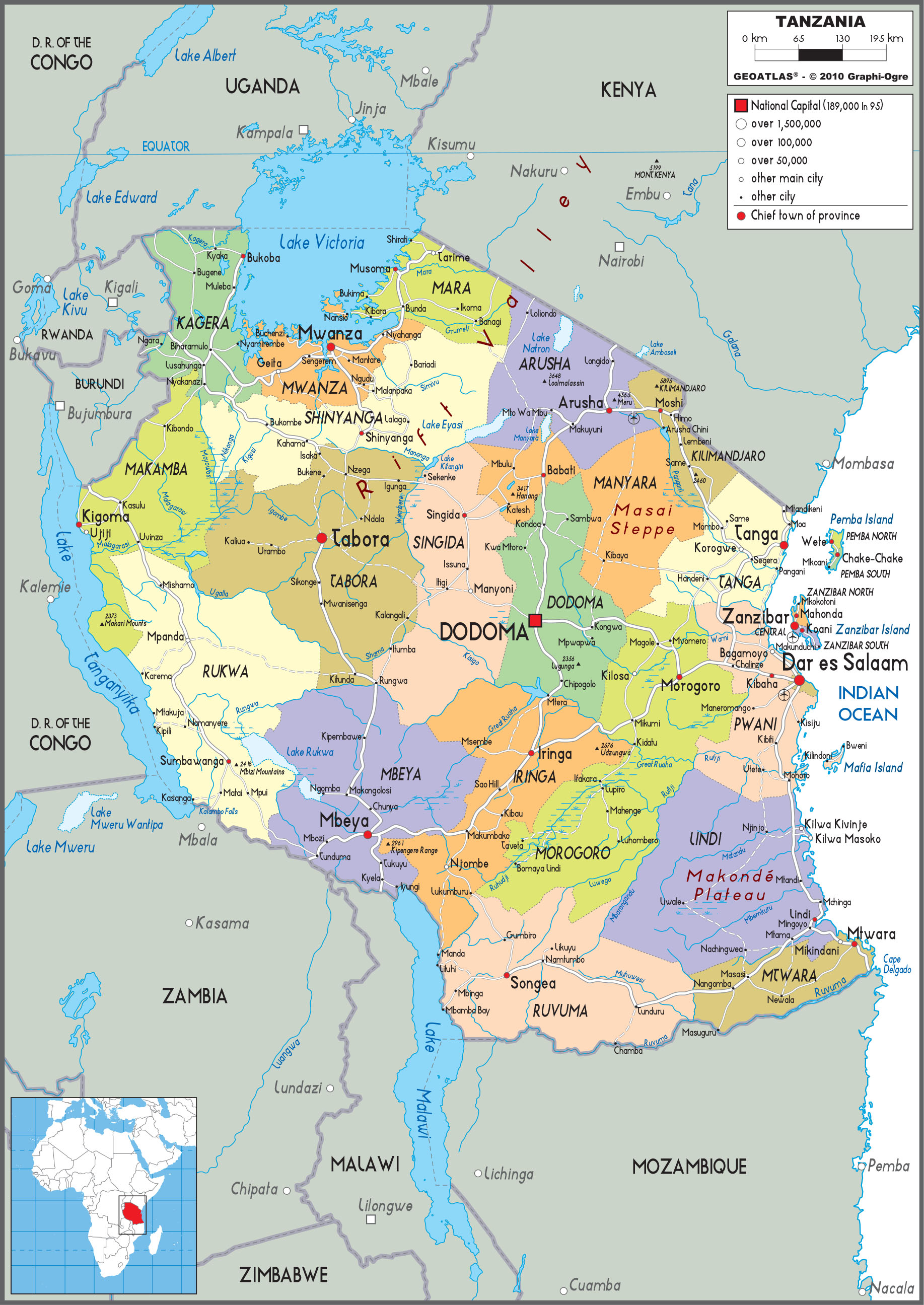 Tanzania Political Wall Map By GraphiOgre MapSales   TANZANIApol 