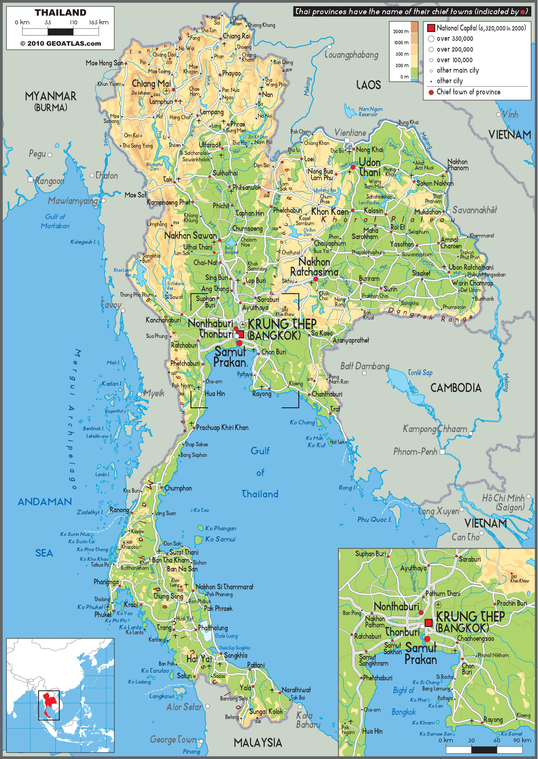 Thailand Physical Wall Map By Graphiogre Mapsales - Gambaran