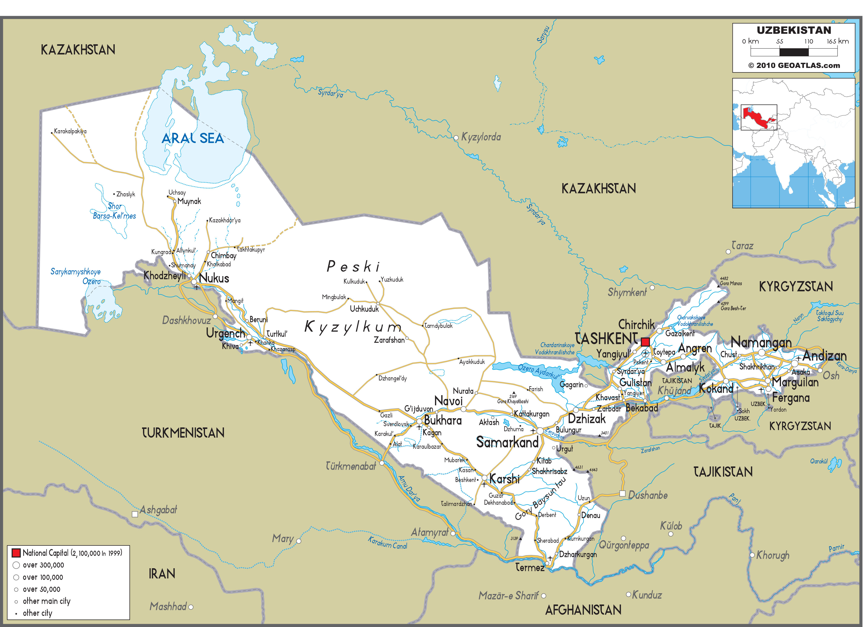 Uzbekistan Road Wall Map by GraphiOgre - MapSales