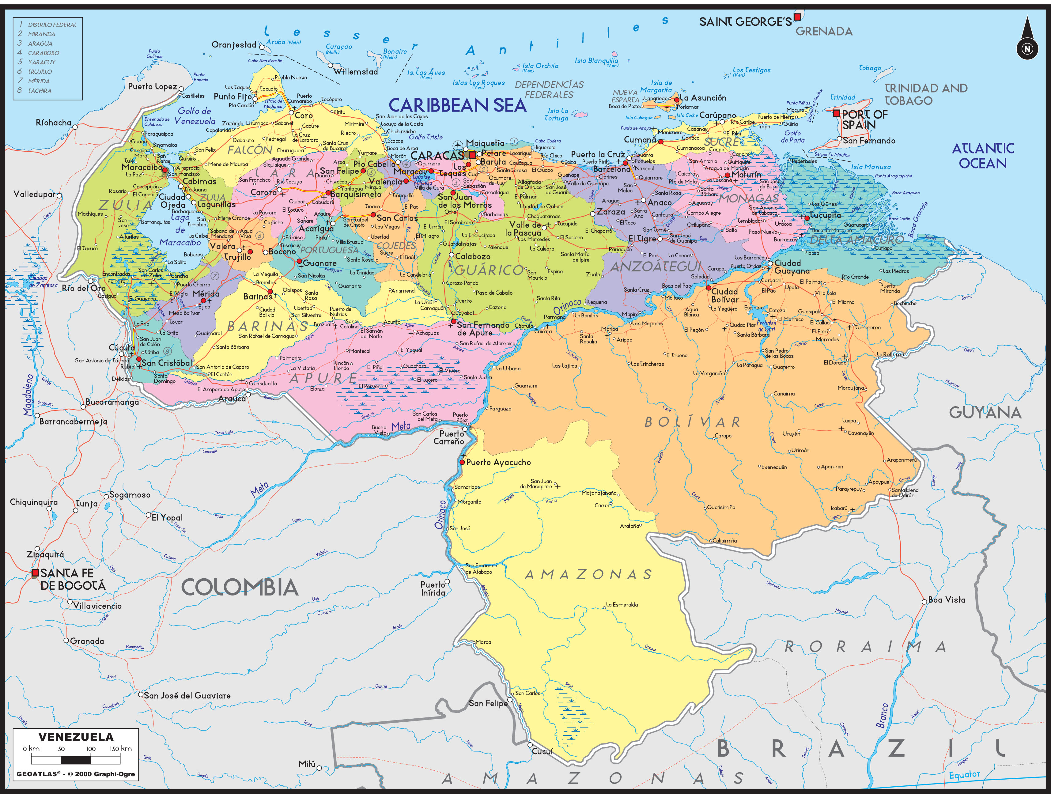 Venezuela Political Wall Map by GraphiOgre - MapSales.com