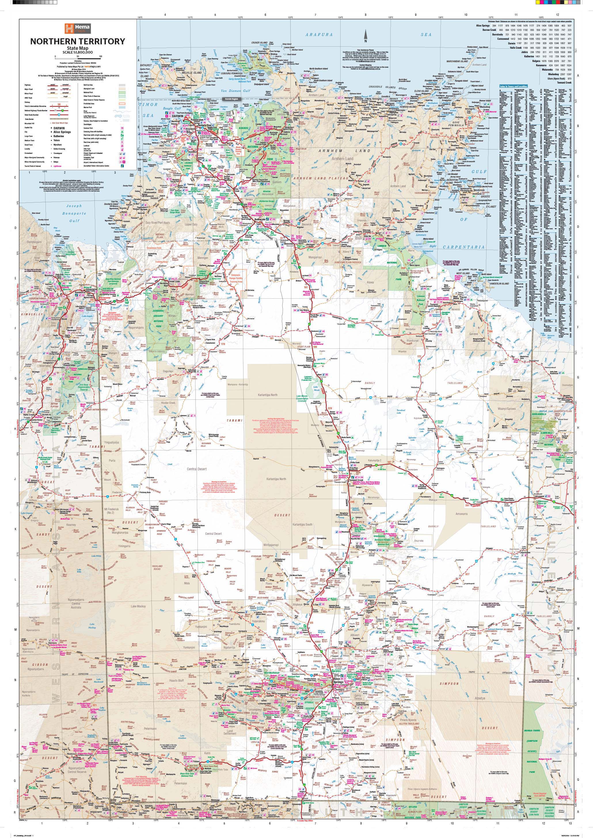 Northern Territory Wall Map by Hema Maps