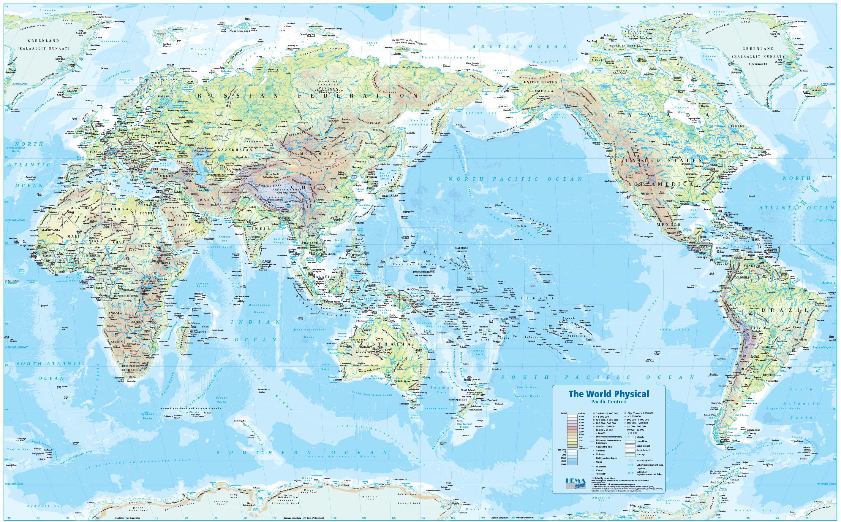 World Physical Wall Map Large Pacific Centered Wall Map Corporate 