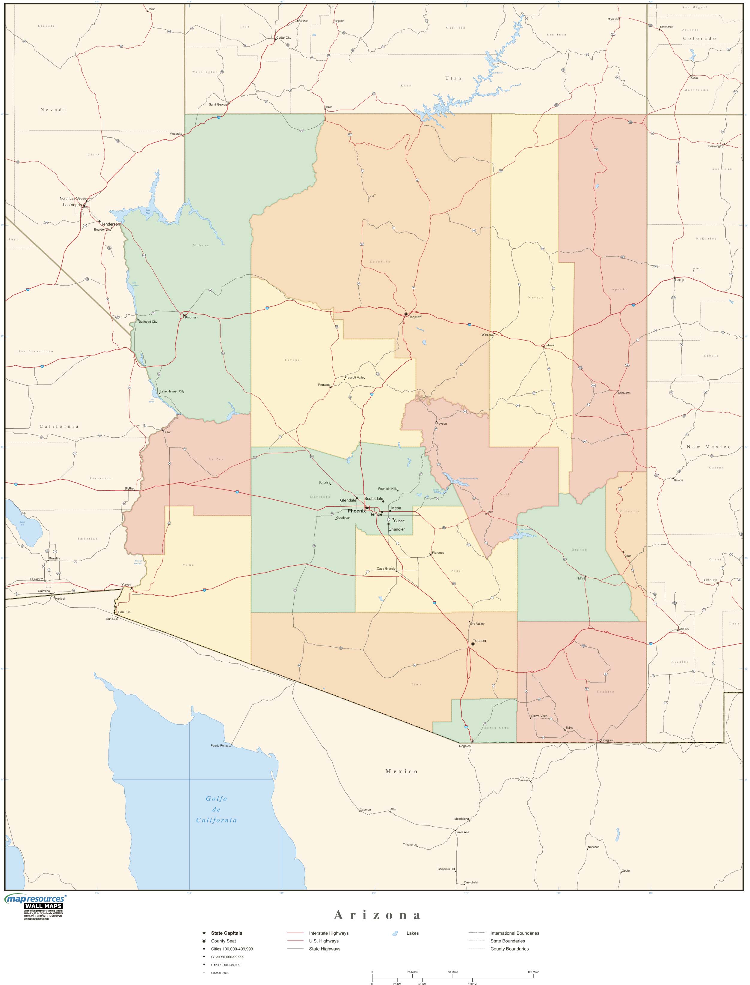 Arizona Counties Map Printable 4695