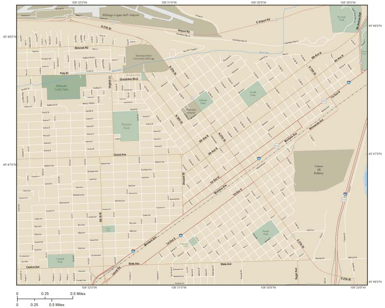 Billings Downtown Wall Map by Map Resources - MapSales