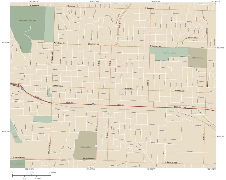 Bismarck Downtown Wall Map by Map Resources - MapSales