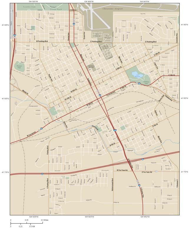 Cheyenne Downtown Wall Map by Map Resources - MapSales