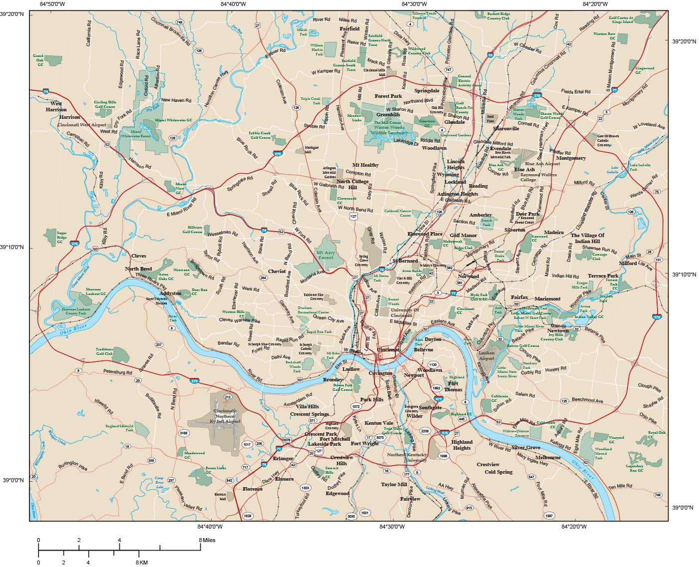 Cincinnati Metro Area Wall Map by Map Resources - MapSales