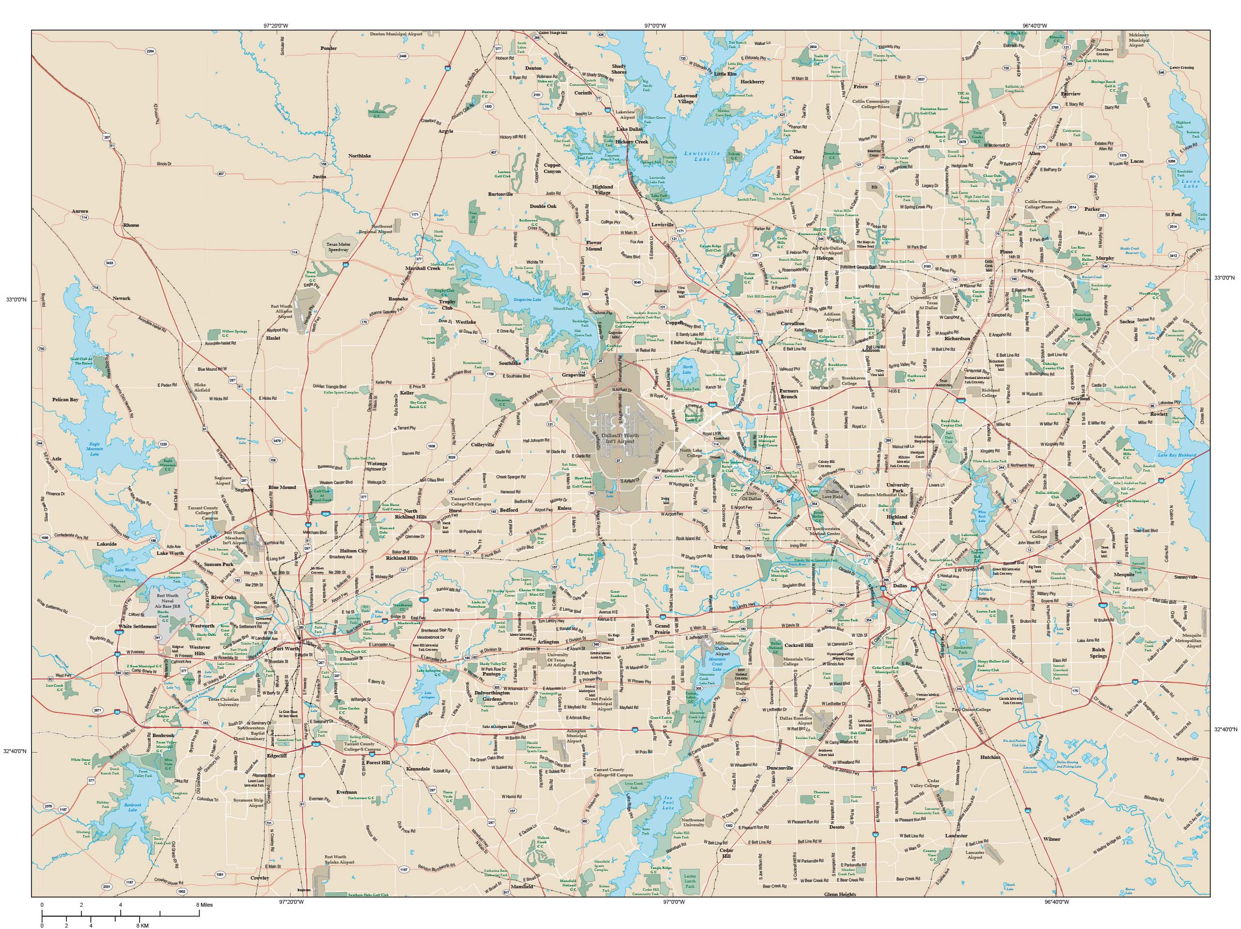 Dallas Fort Worth Metro Area Wall Map By Map Resources Mapsales 6447