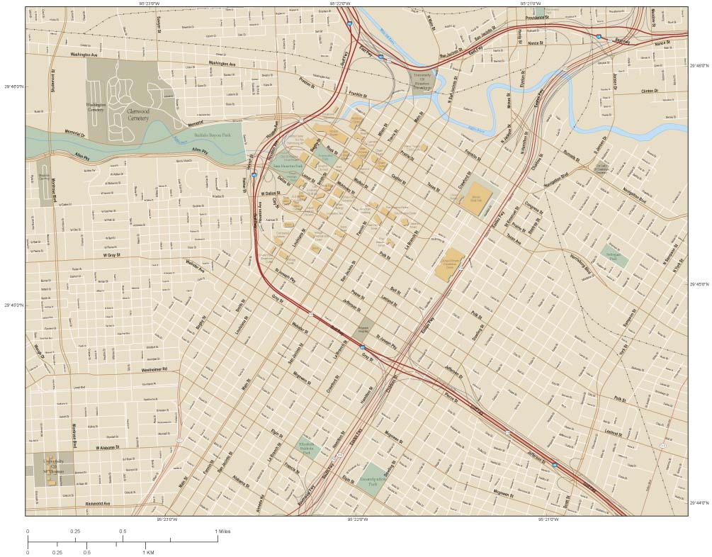 Houston Downtown Wall Map By Map Resources - Mapsales