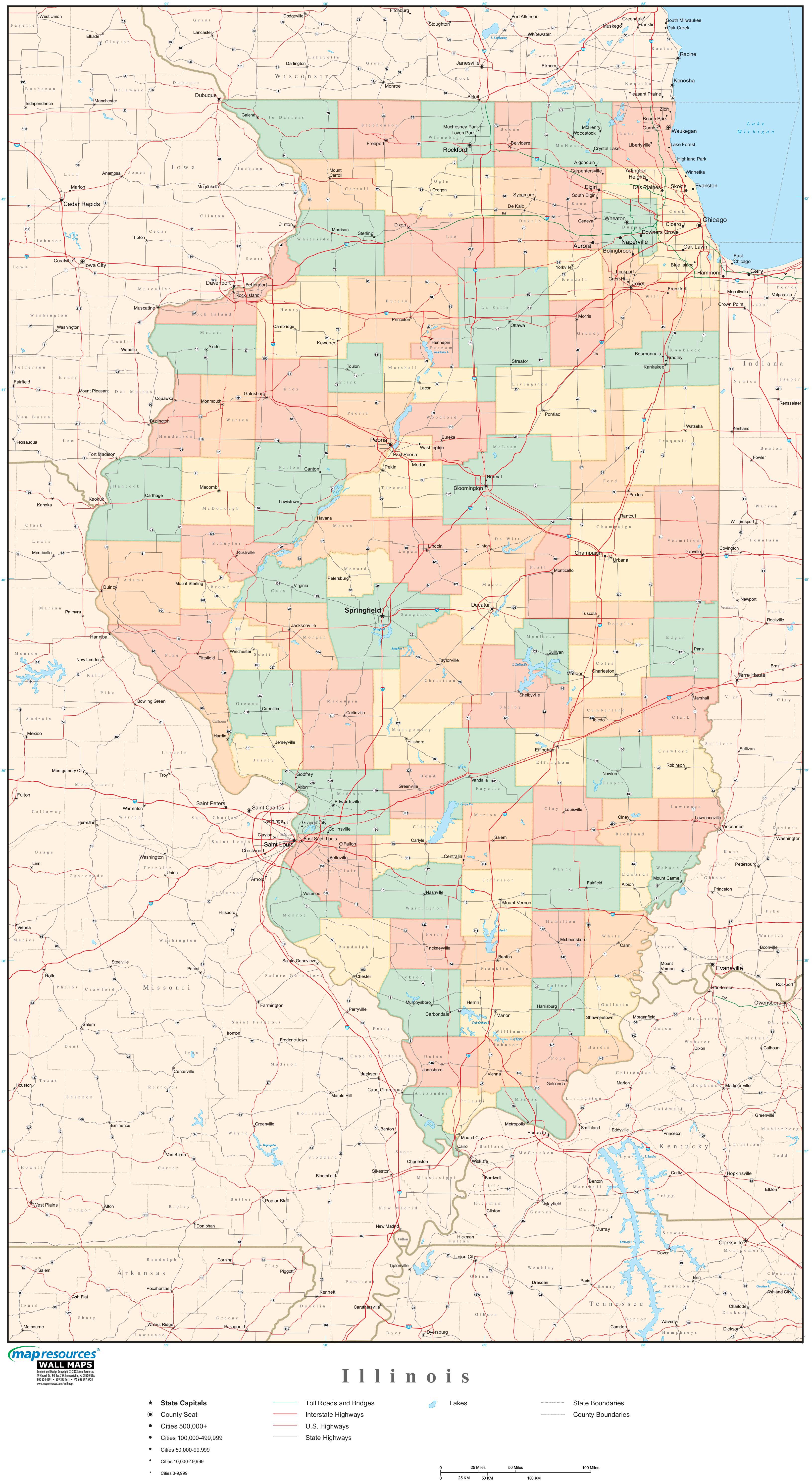 Illinois Map With County Names United States Map 5653