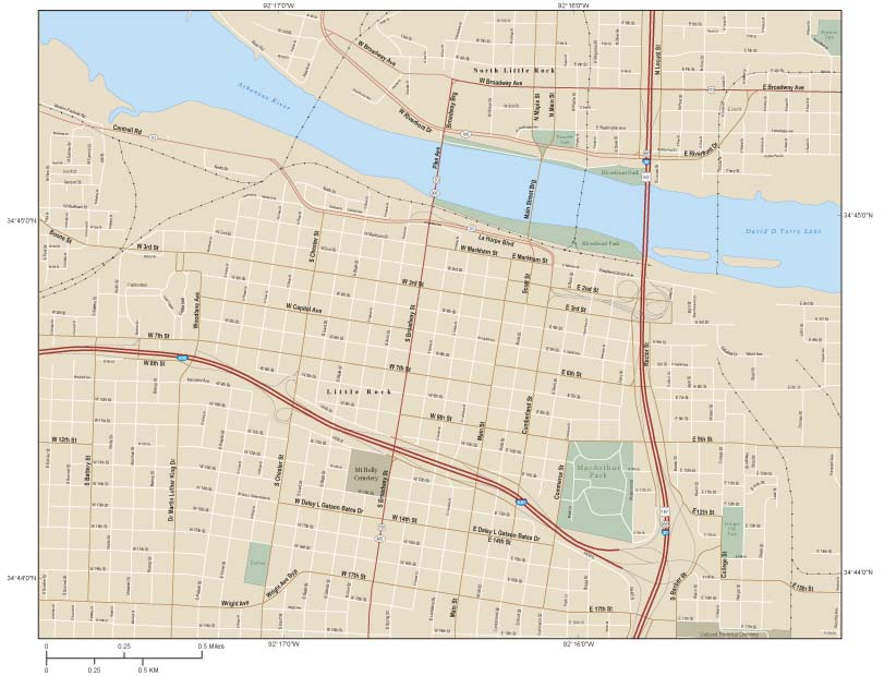 Little Rock Downtown Wall Map by Map Resources - MapSales.com