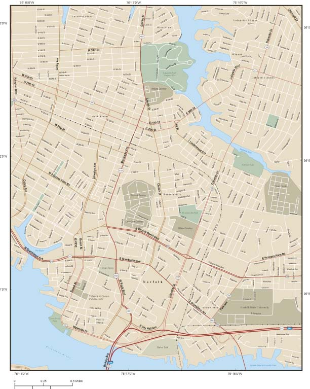 Norfolk Central Wall Map by Map Resources - MapSales