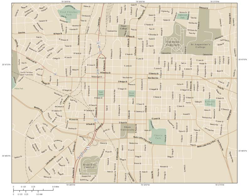 Raleigh Downtown Wall Map by Map Resources - MapSales