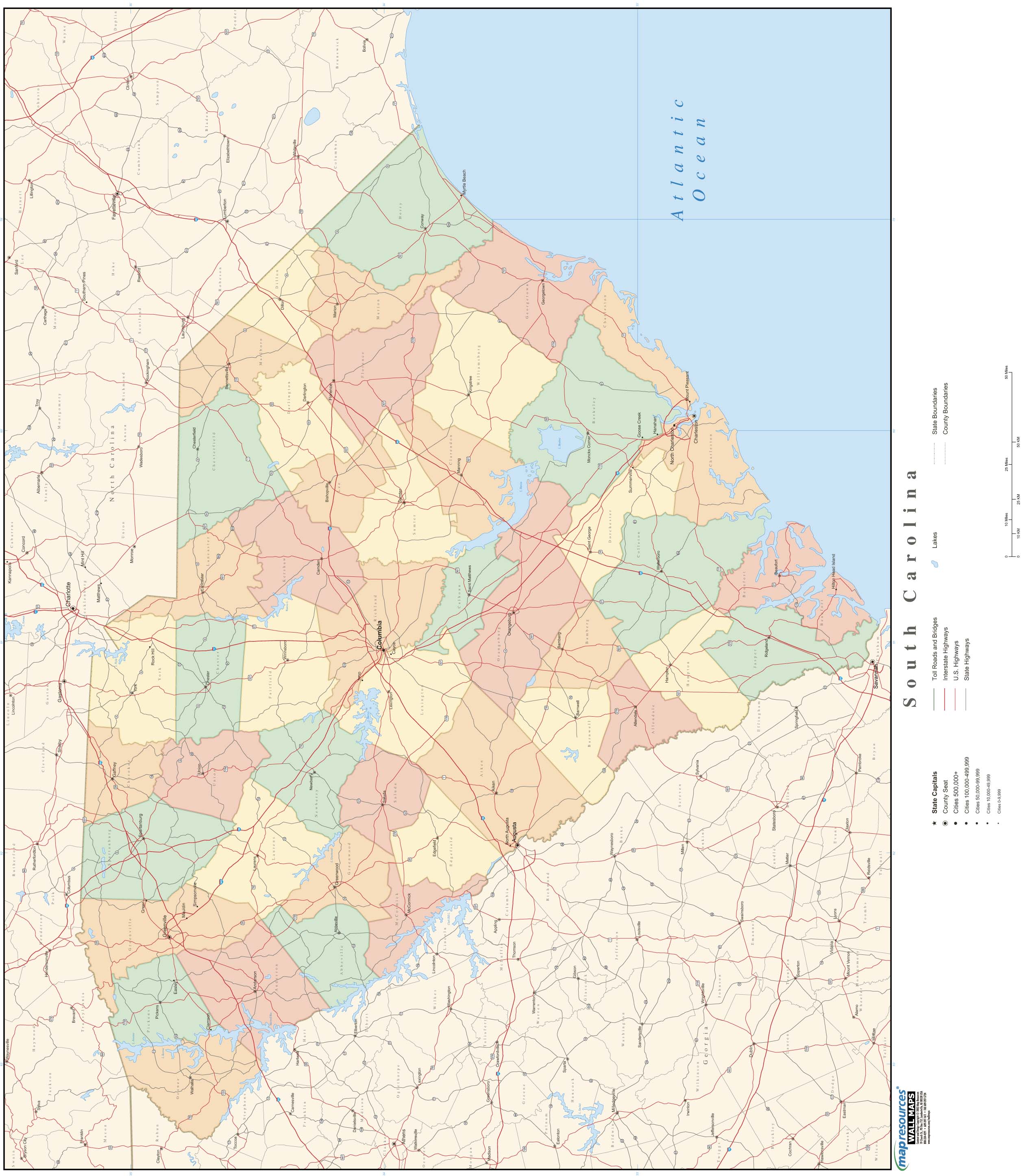 South Carolina County Map With Names