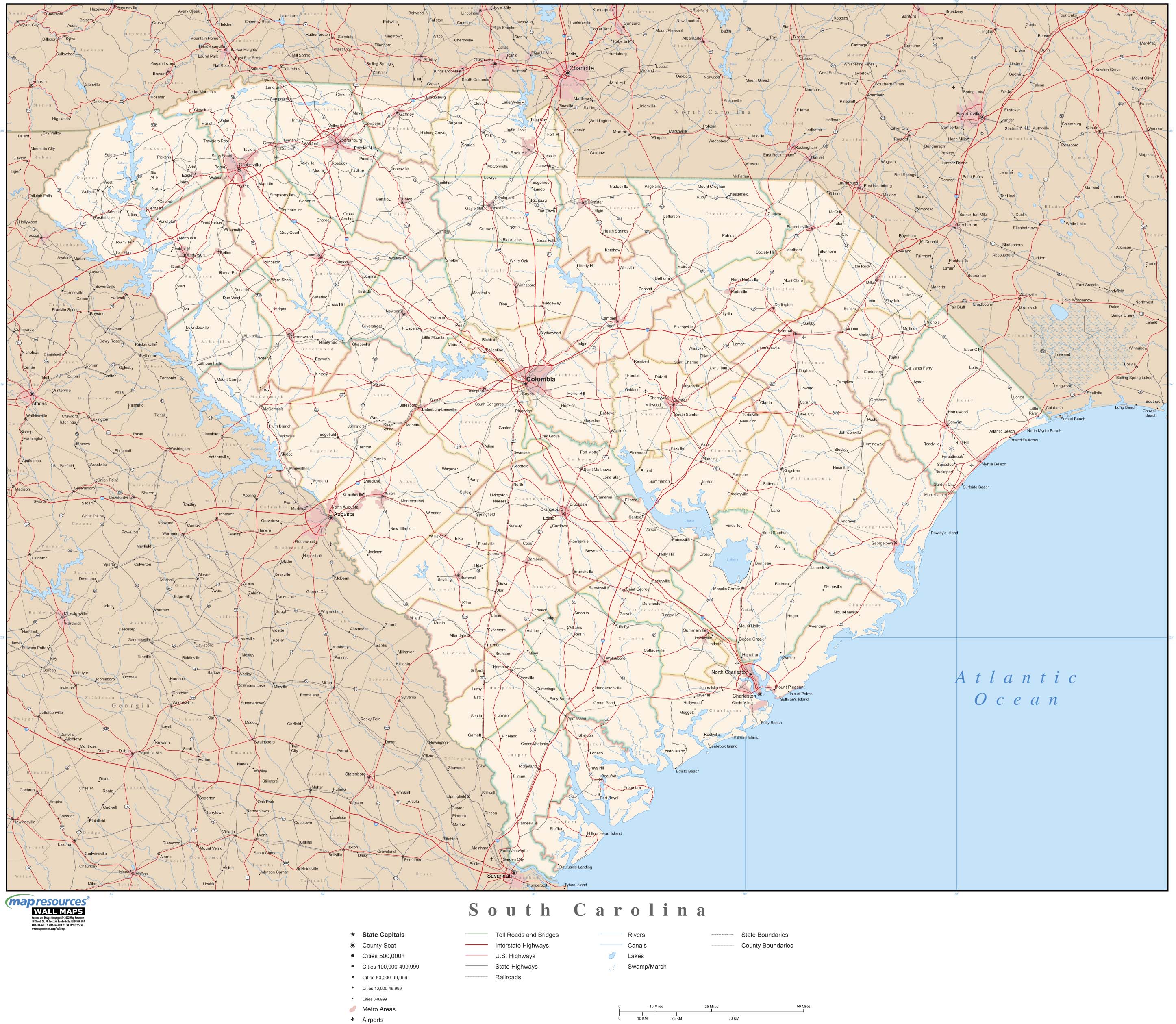 Printable Road Map Of South Carolina